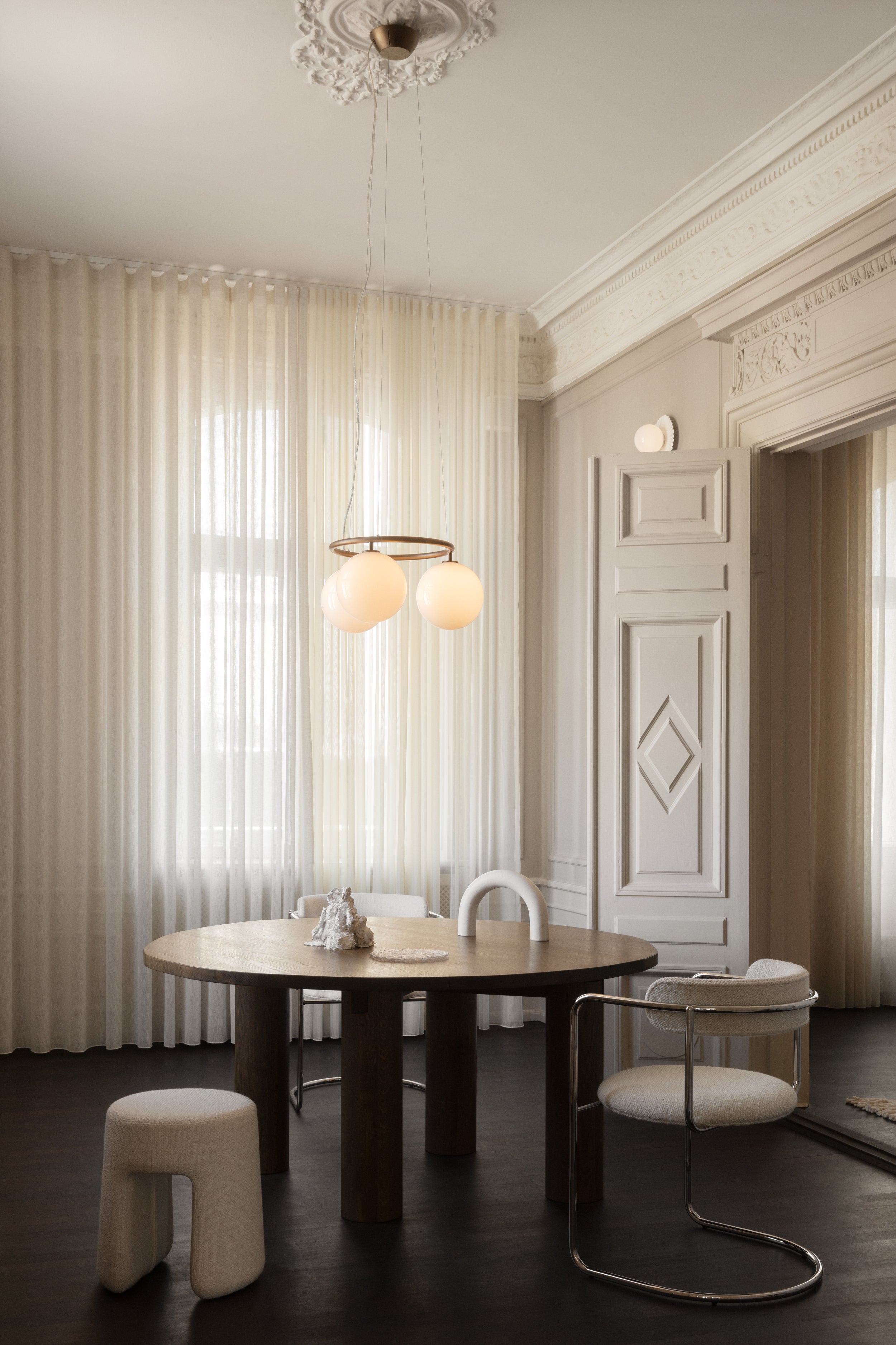 Hanglamp MIIRA 3 CIRCULAR donkerbruin met opaalglas