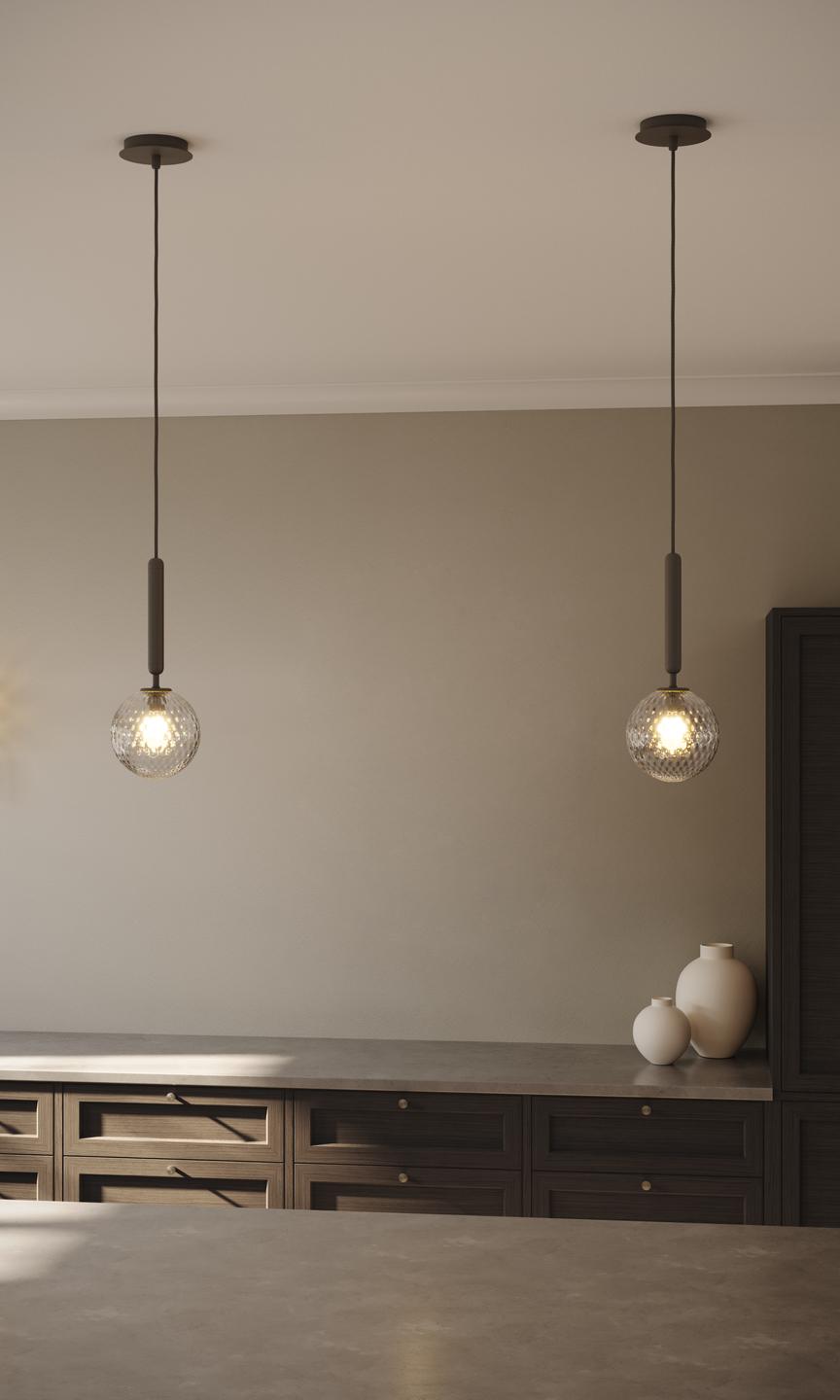 Hanglamp MIIRA grafiet met transparant glas