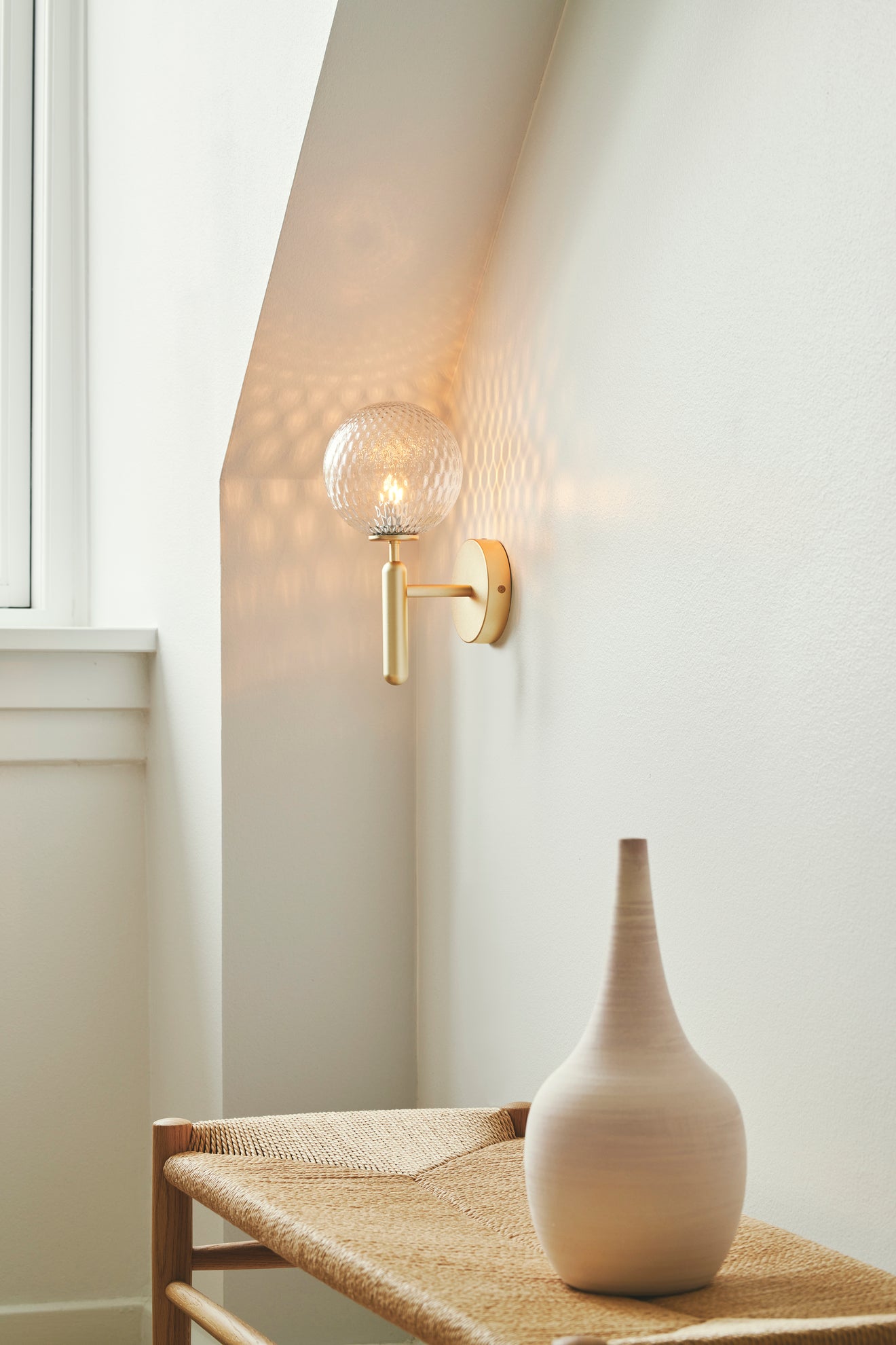 Wandlamp MIIRA messing met transparant glas