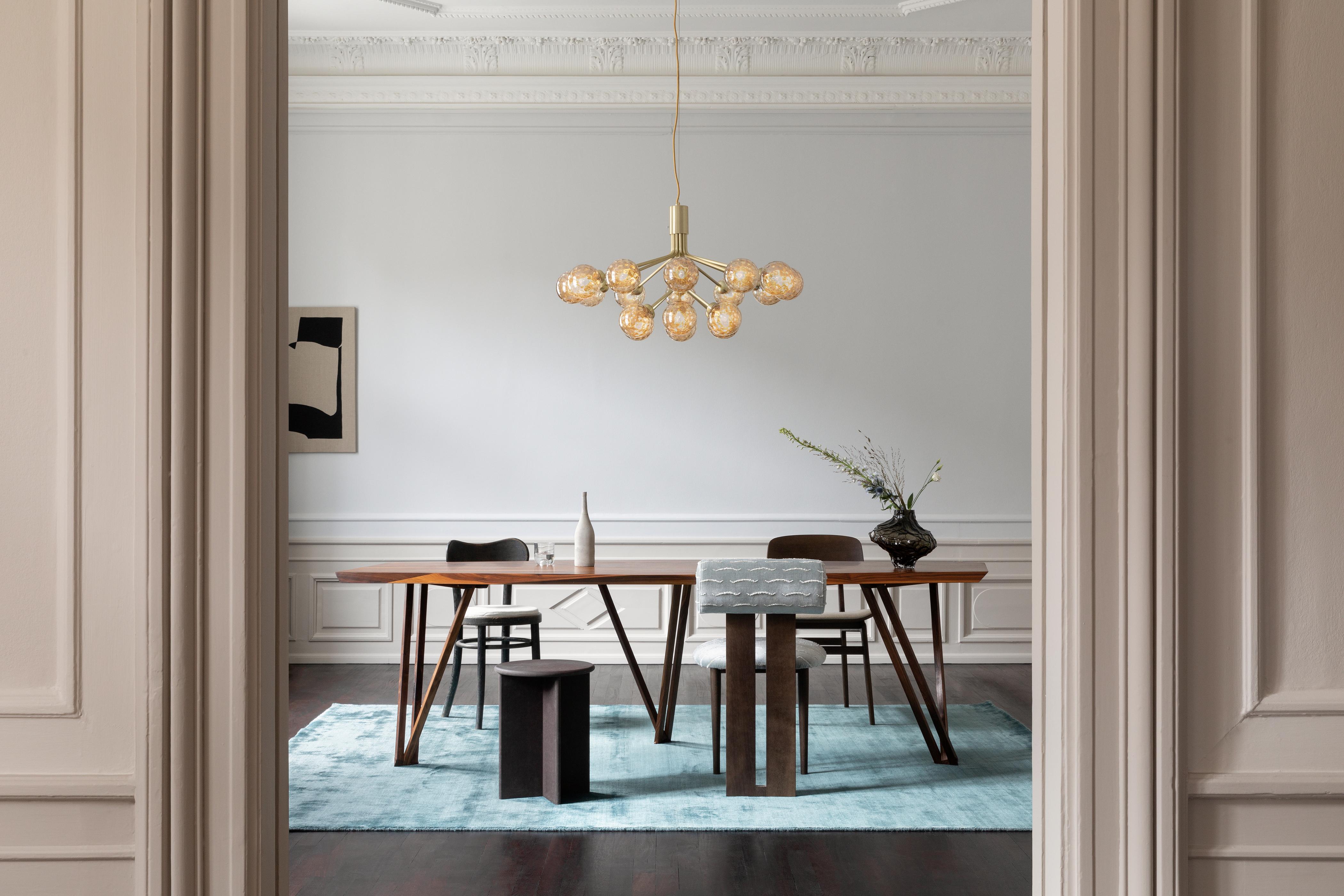 Kronleuchter APIALES 18 Messing mit goldenem Glas