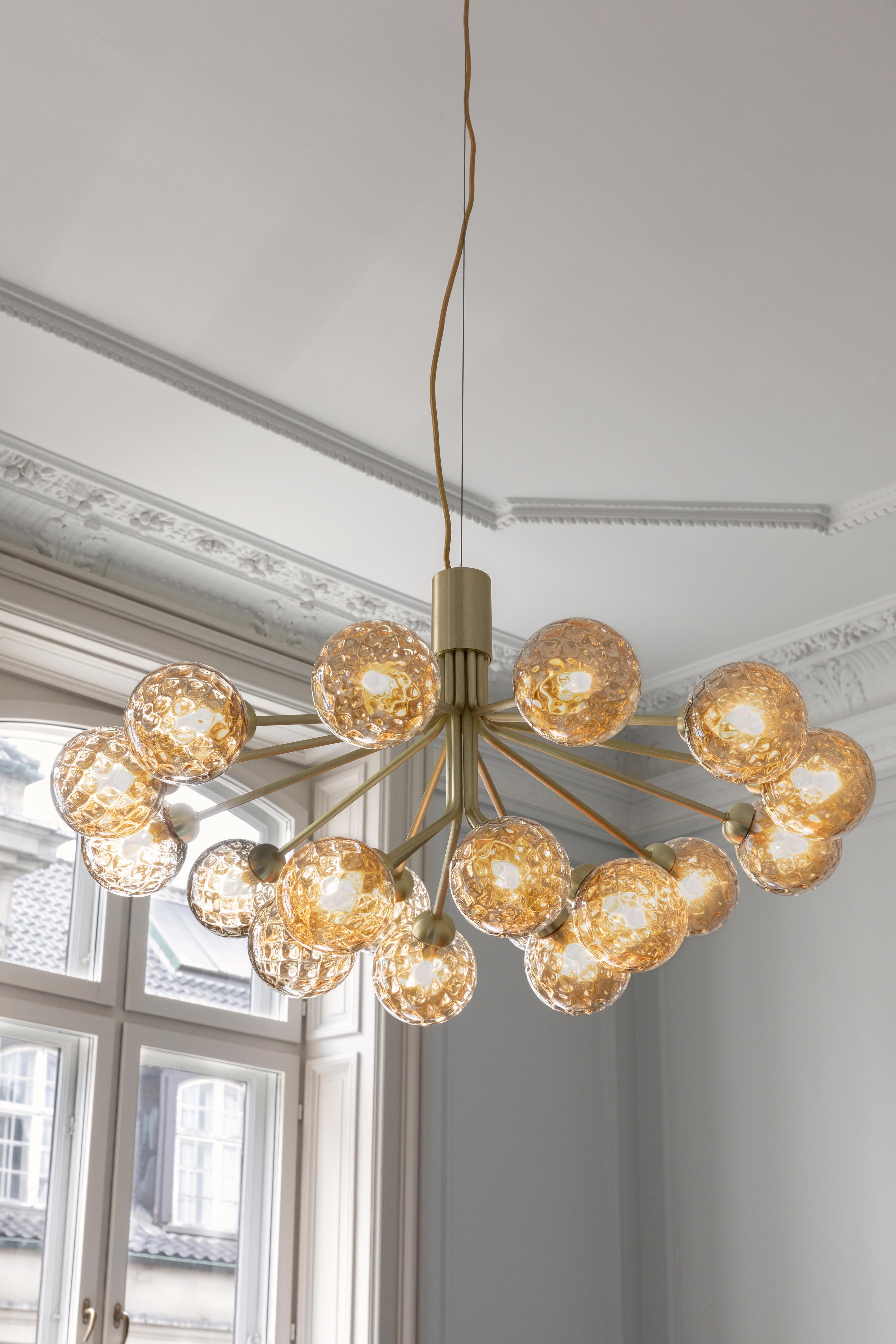 APIALES 18 Brass Chandelier with Gold Glass