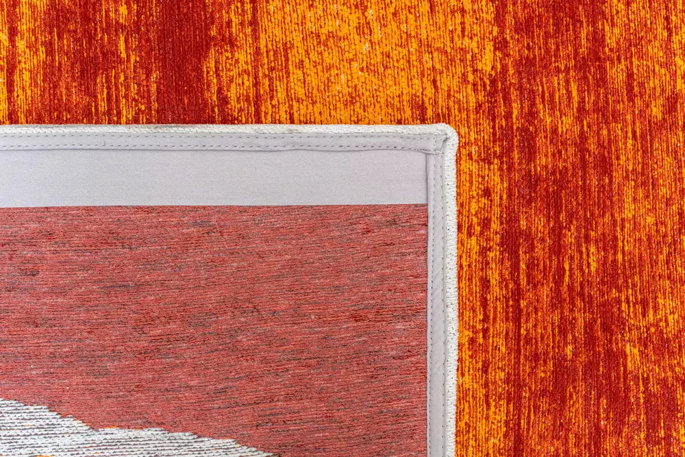 Vloerkleed BRUSH beige met oranje