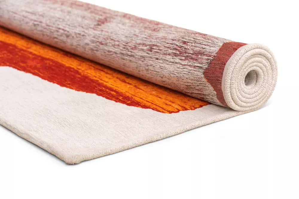 Vloerkleed BRUSH beige met oranje
