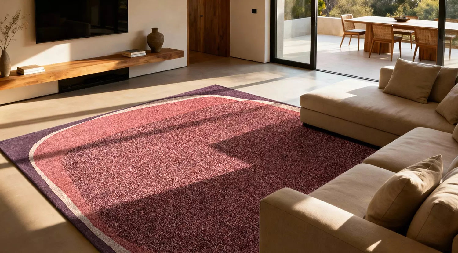 Teppich MARBLE lila mit rosa und beige