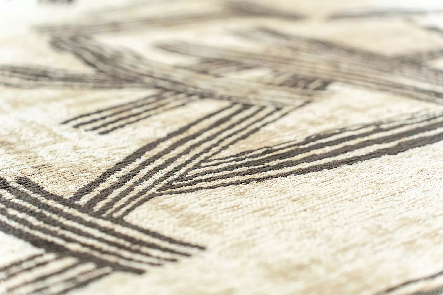 Ronde KANJI tapijt beige met zwart