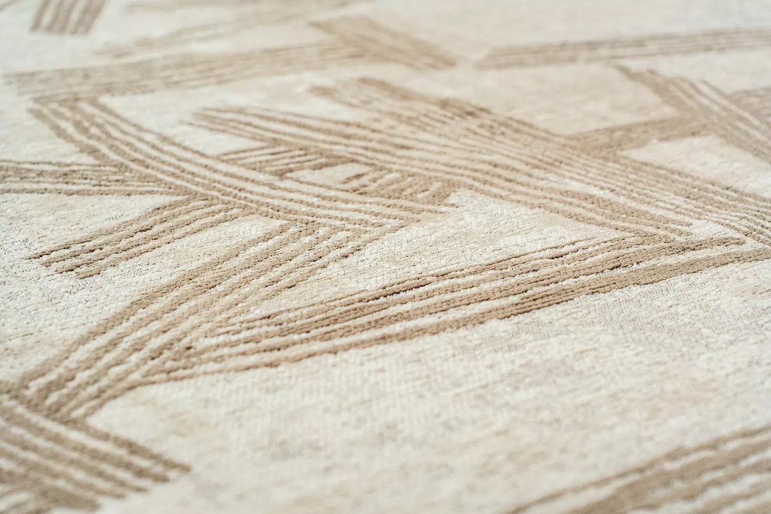 Ronde KANJI tapijt beige met crème