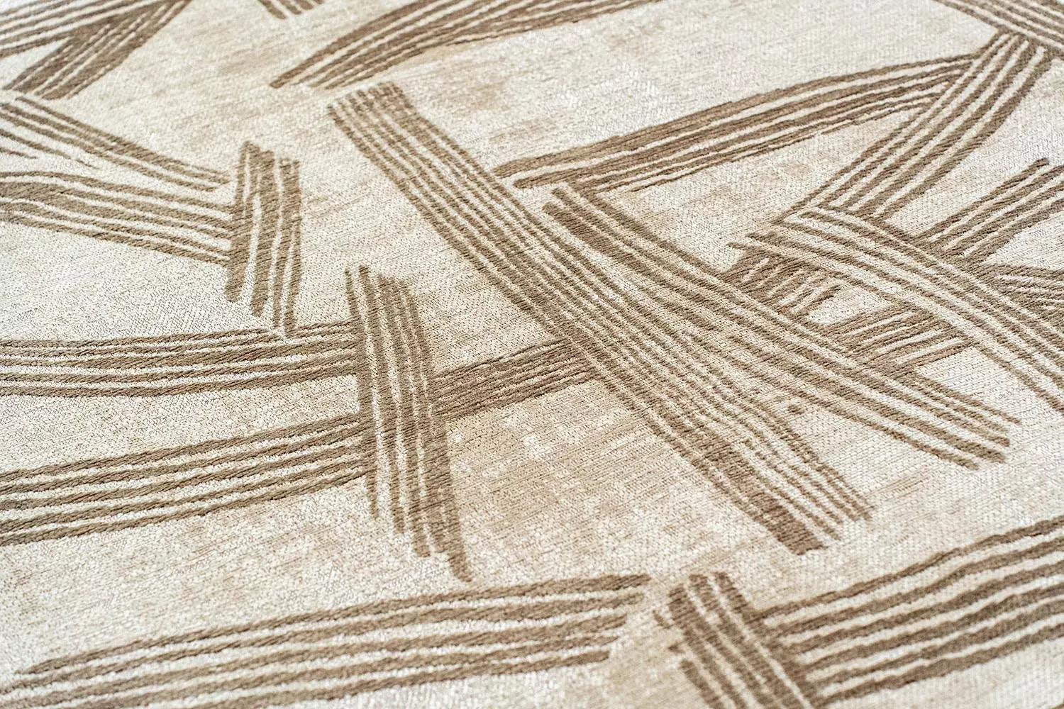 Ronde KANJI tapijt beige met crème