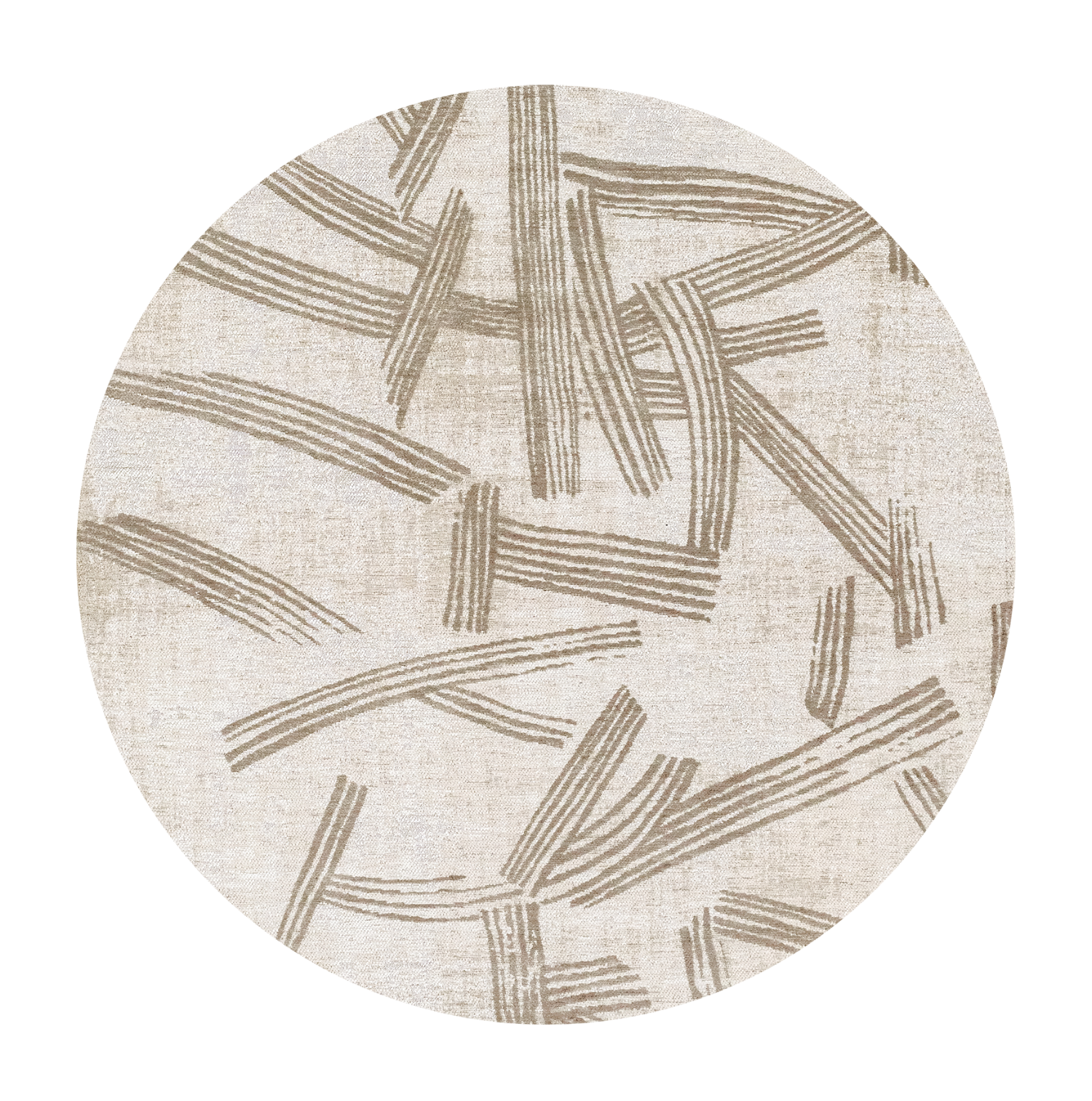 Ronde KANJI tapijt beige met crème