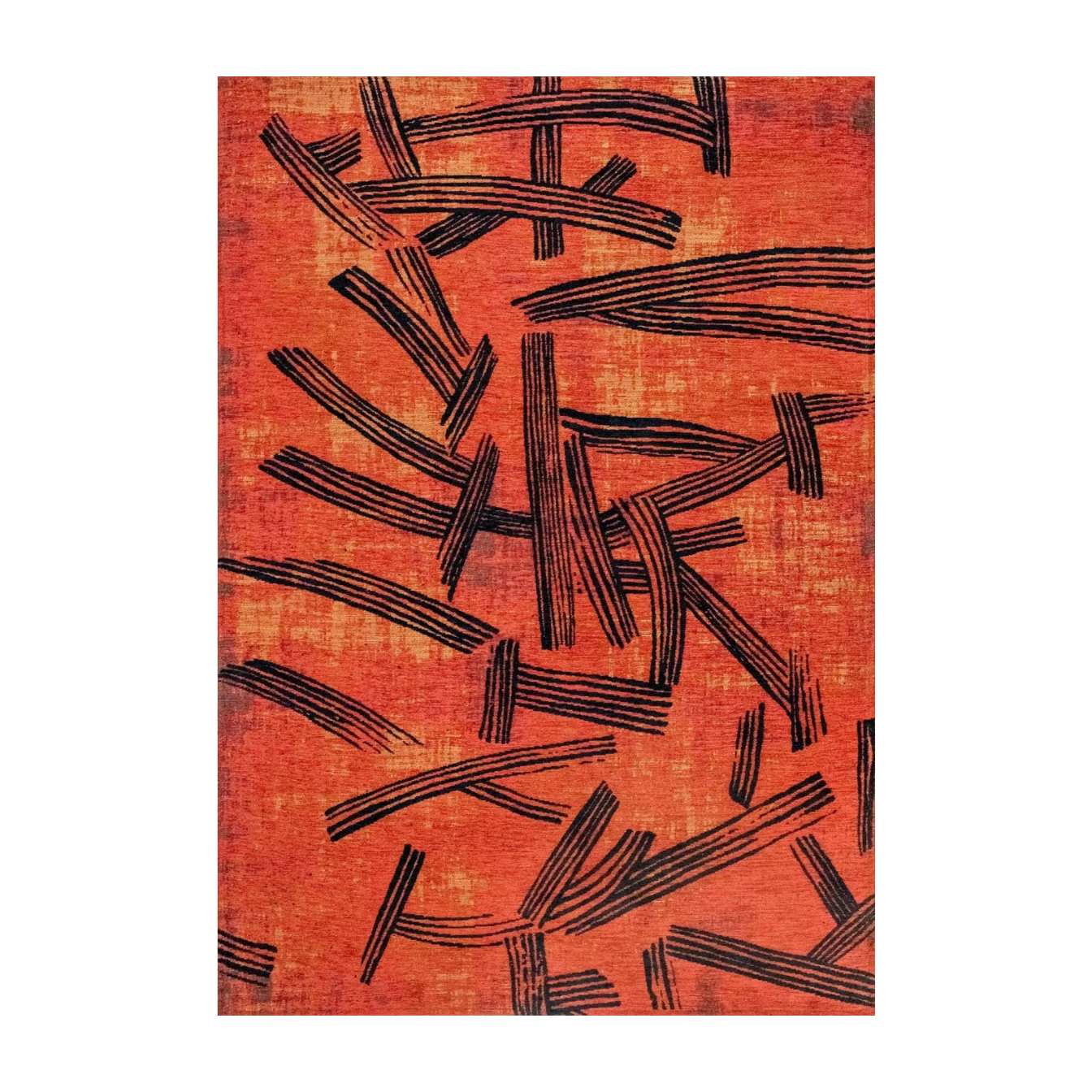 Oranje KANJI tapijt met zwart