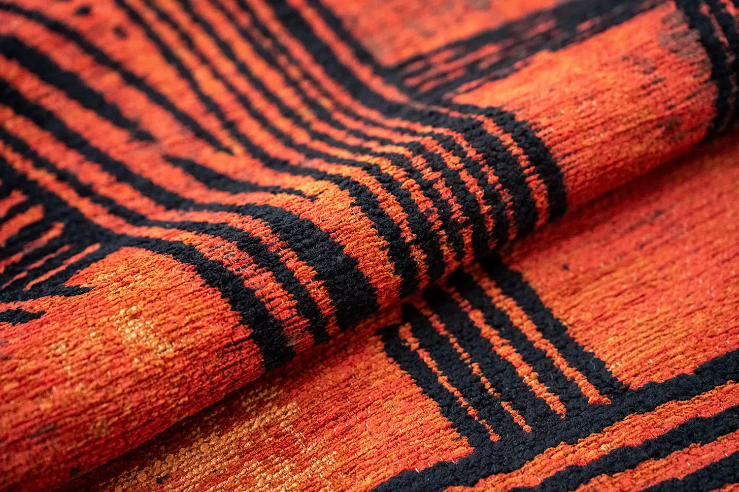 Oranje KANJI tapijt met zwart