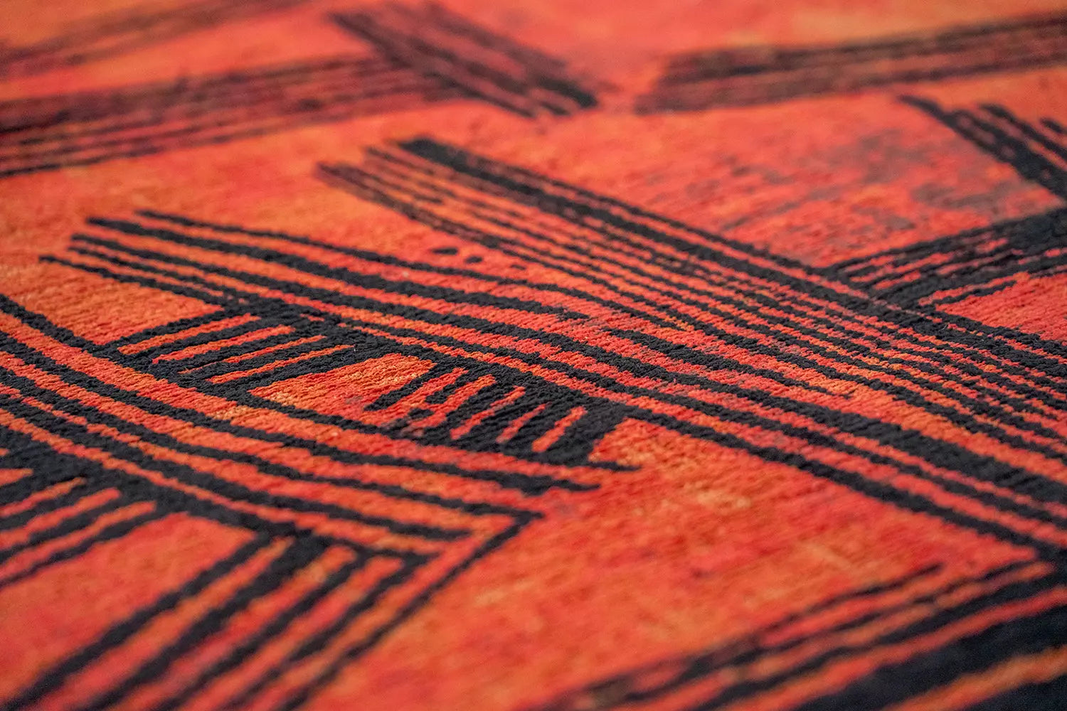 Oranje KANJI tapijt met zwart