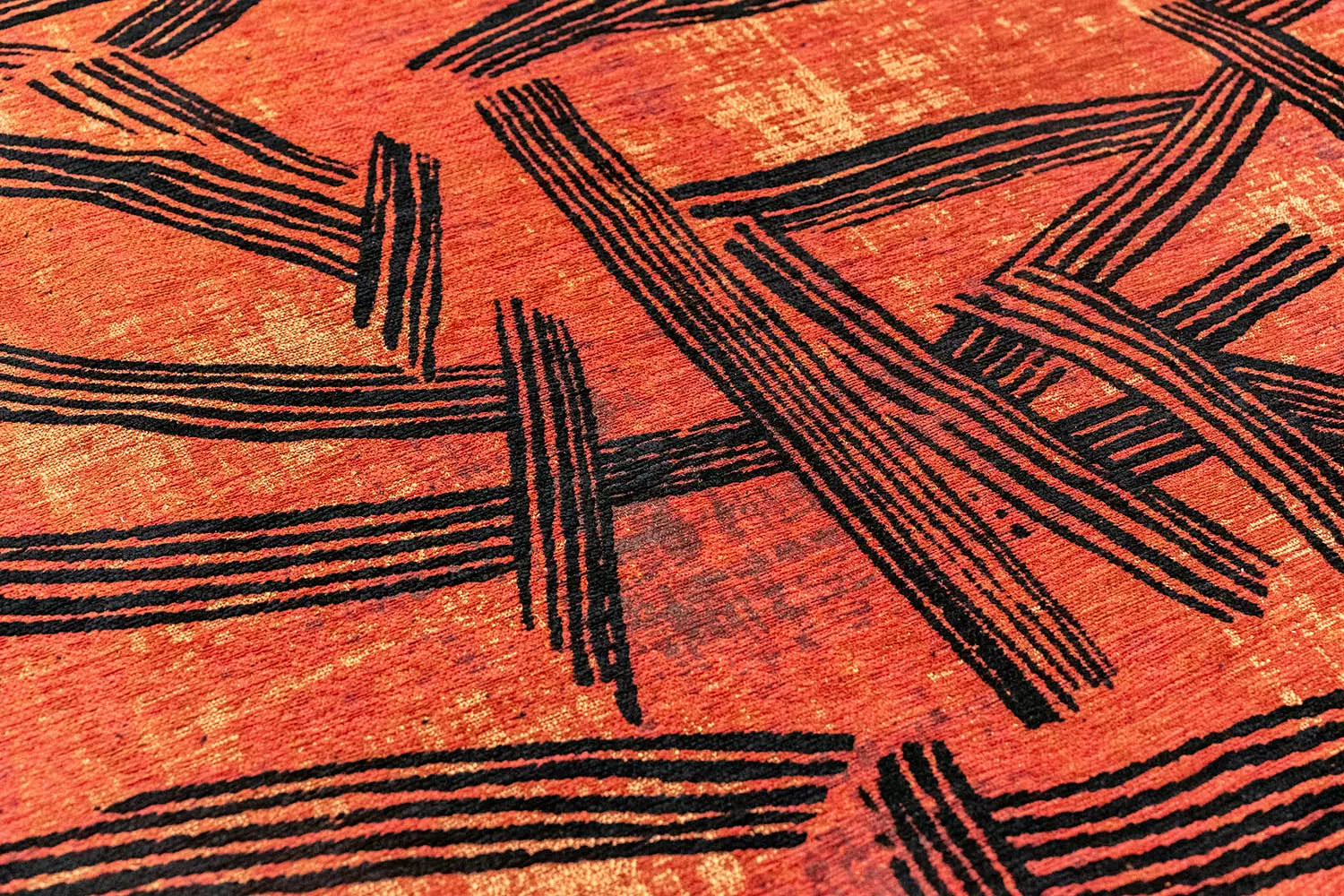 Oranje KANJI tapijt met zwart