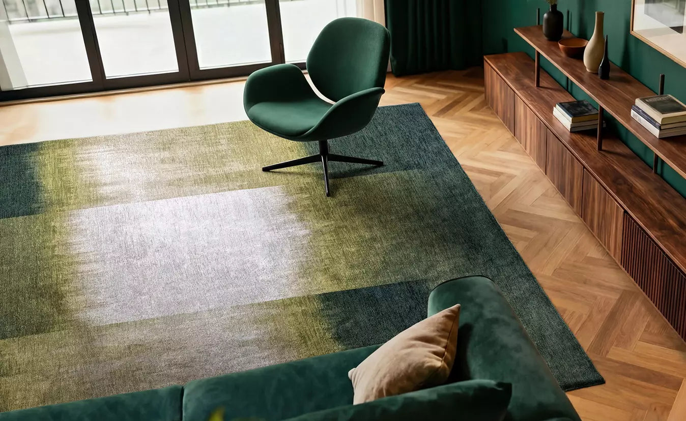 Teppich SENDAI grün mit Weiß