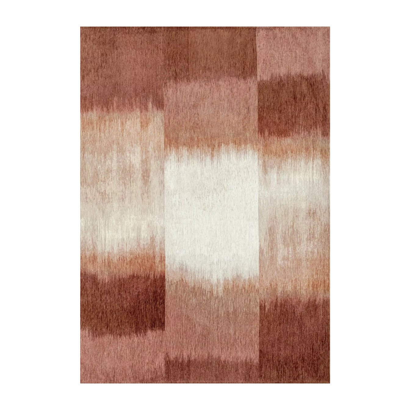 Vloerkleed SENDAI bordeaux met zalmroze en wit