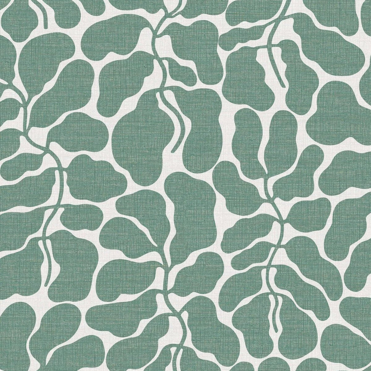 Non-woven paper wallpaper with a botanical pattern MY SECRET GARDEN green with white