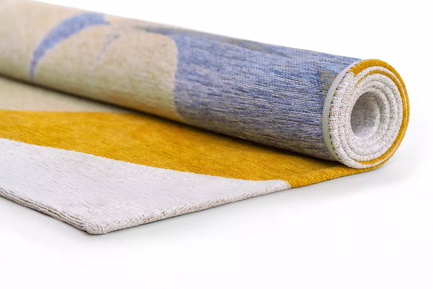 Vloerkleed STONES wit met bruin en blauw