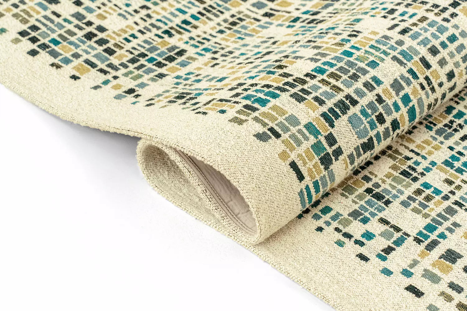 CUBIK beige tapijt met blauw en groen