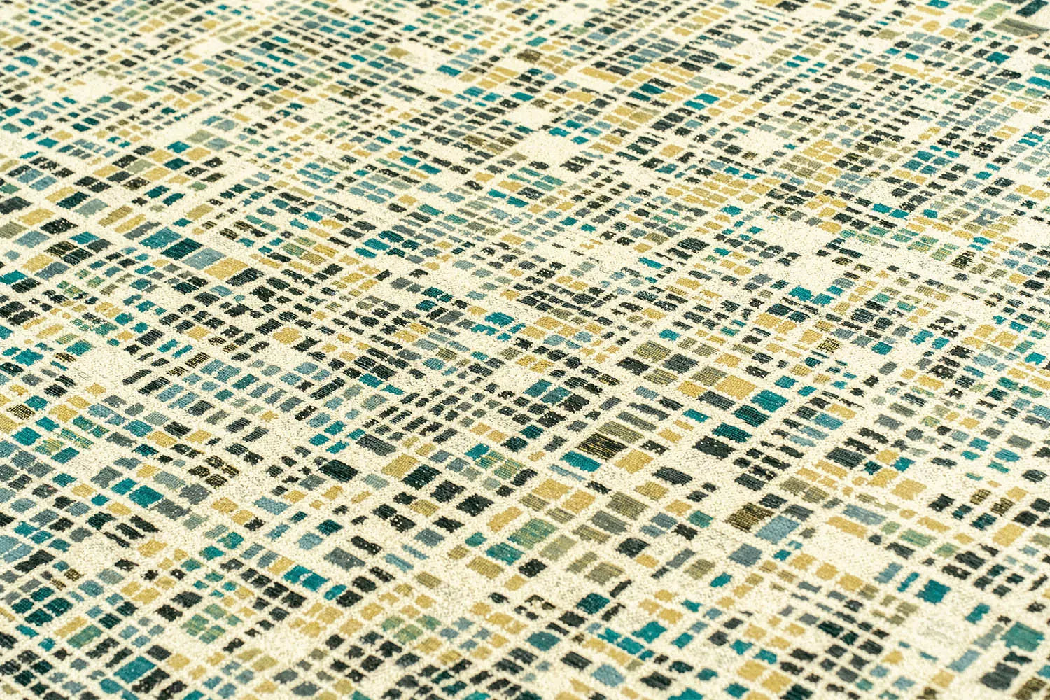 Teppich CUBIK beige mit Blau und Grün