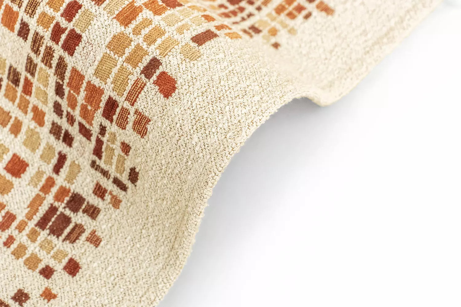 CUBIK beige vloerkleed met oranje en bordeaux