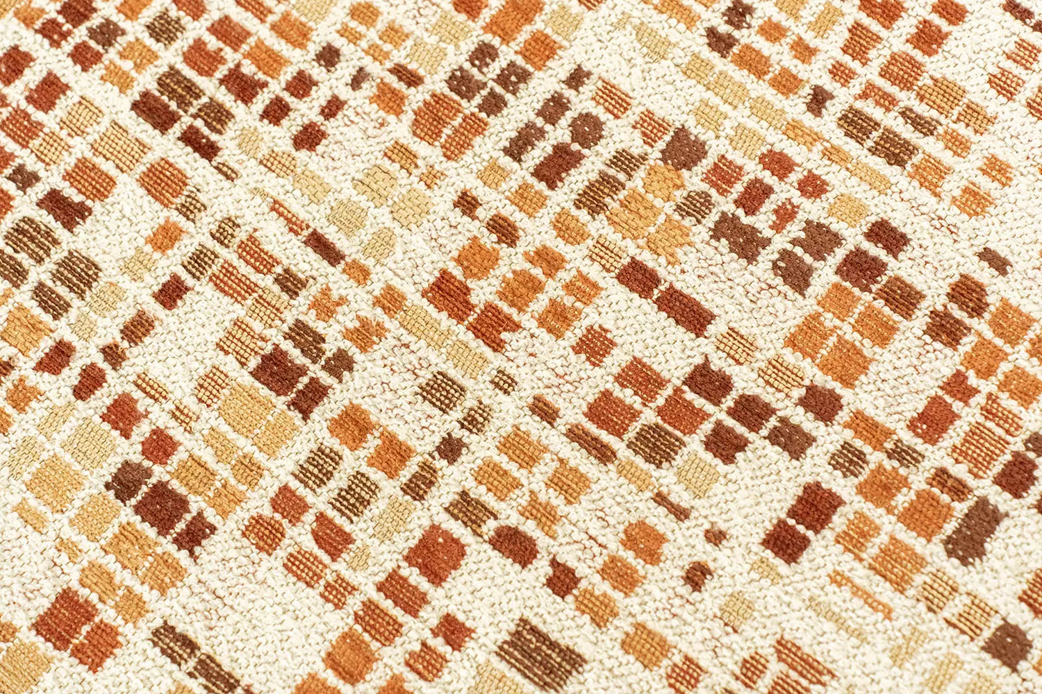 CUBIK beige vloerkleed met oranje en bordeaux