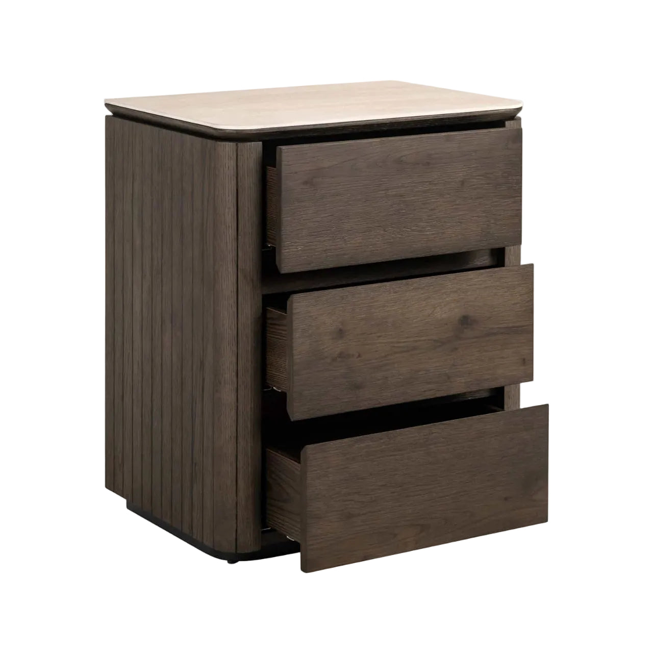 Nachtkastje RITZ bruin fineer met beige keramisch blad