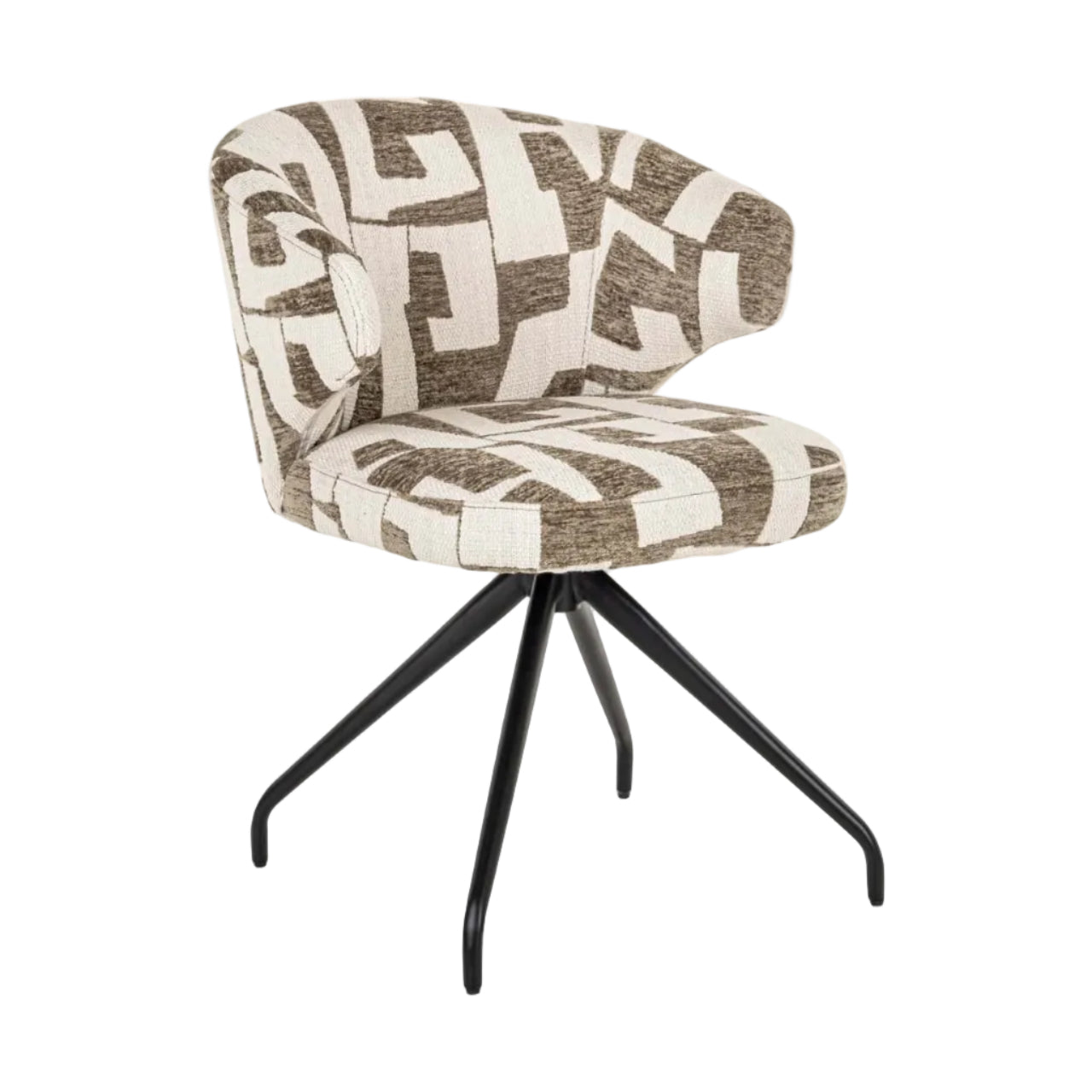Drehstuhl MILLY beige mit braunem und schwarzem Gestell