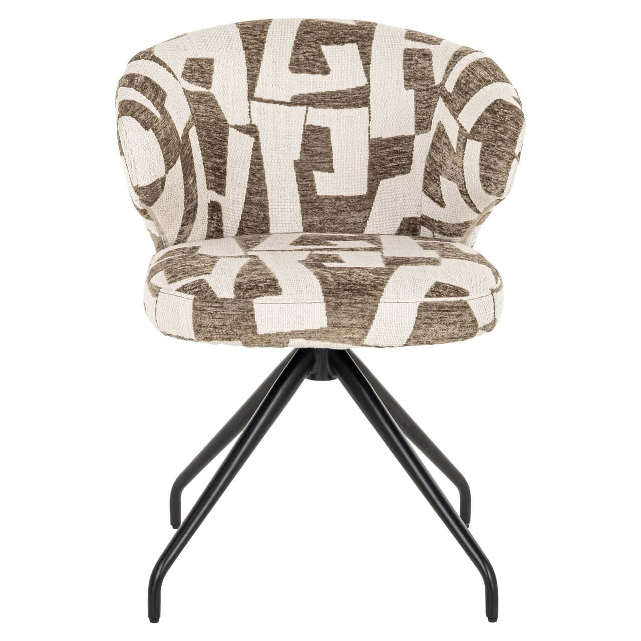 Drehstuhl MILLY beige mit braunem und schwarzem Gestell