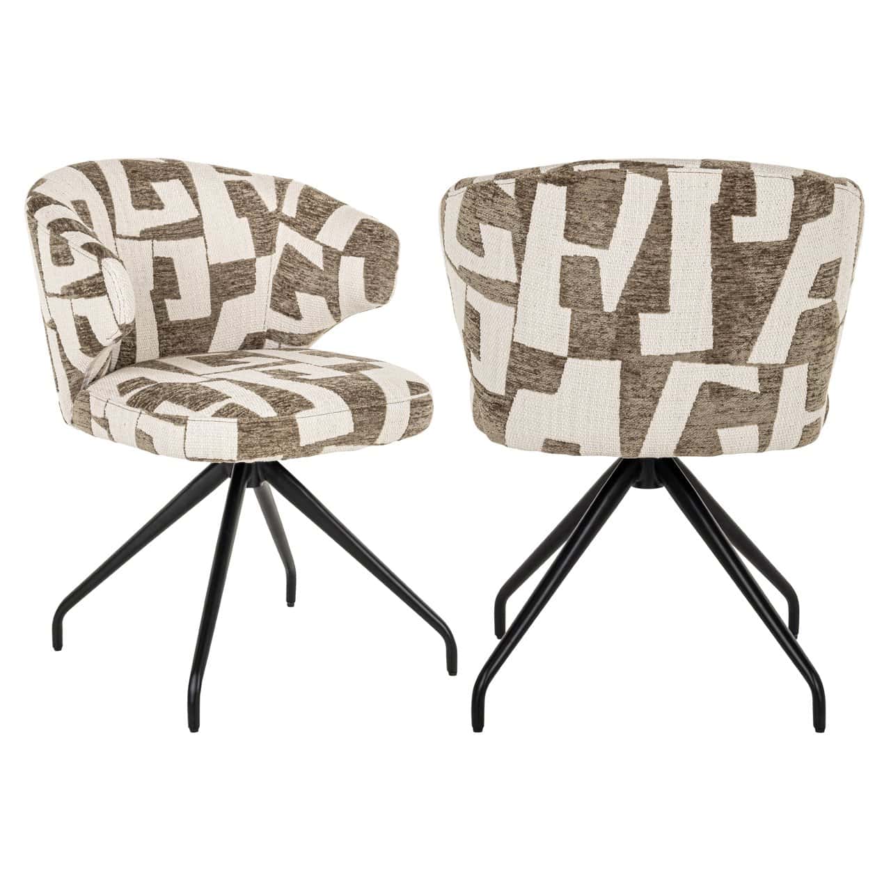 Drehstuhl MILLY beige mit braunem und schwarzem Gestell