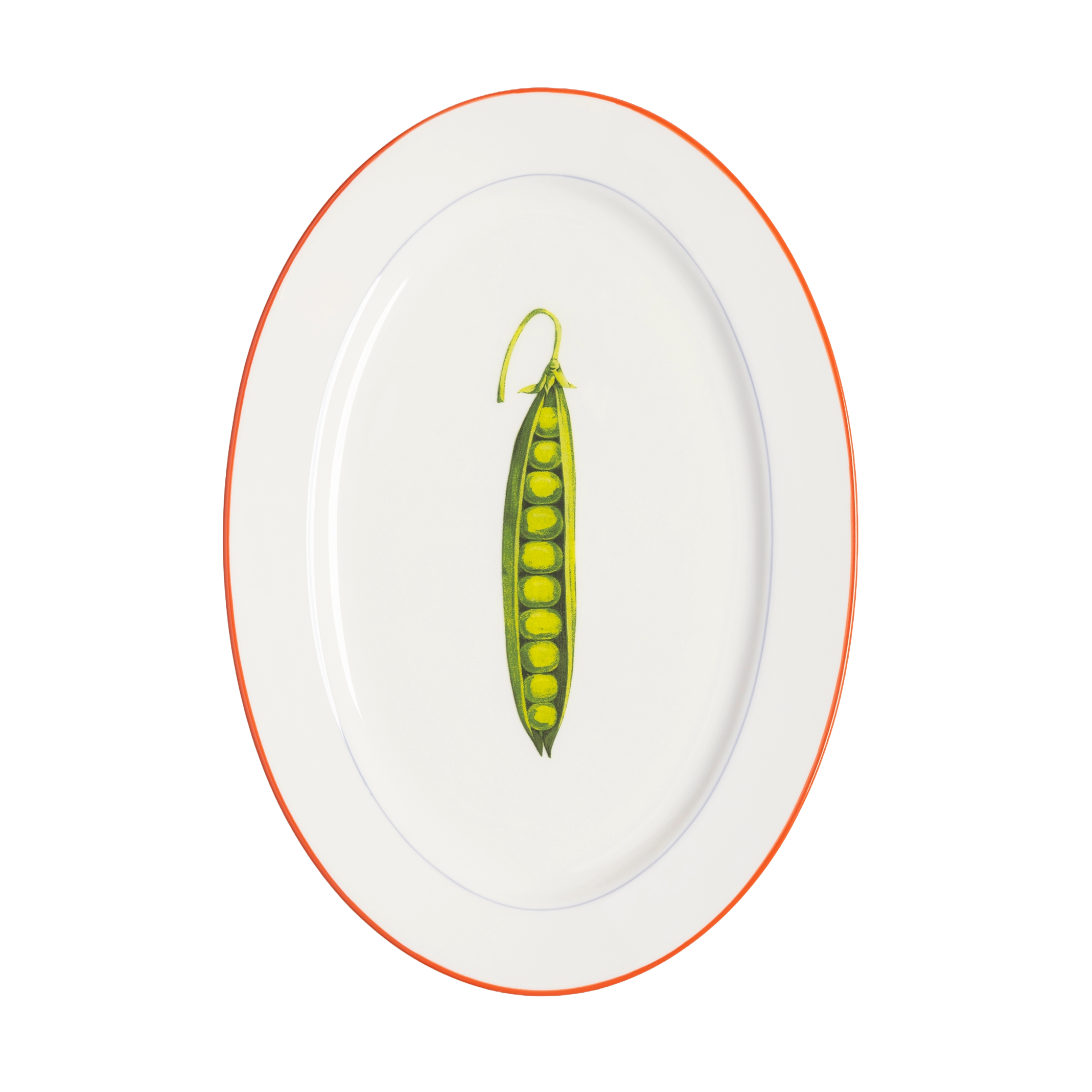 White PEA Platter with Green and Red