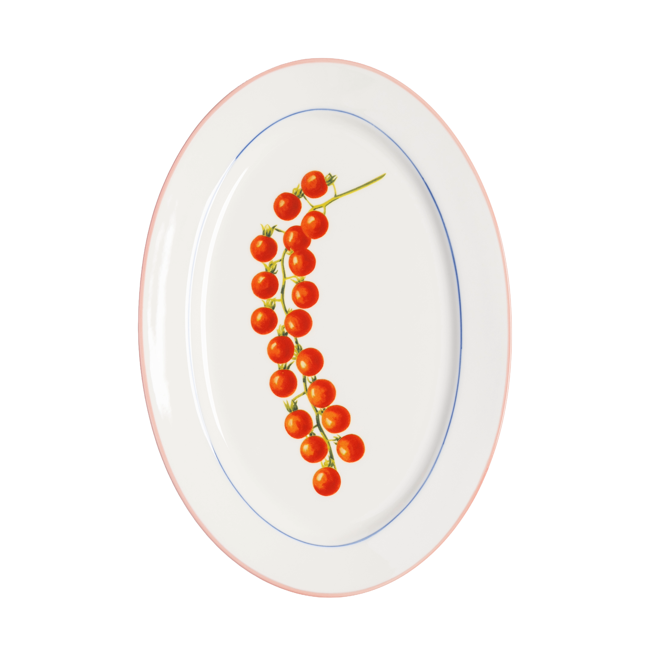 Witte TOMATO schaal met rood en blauw