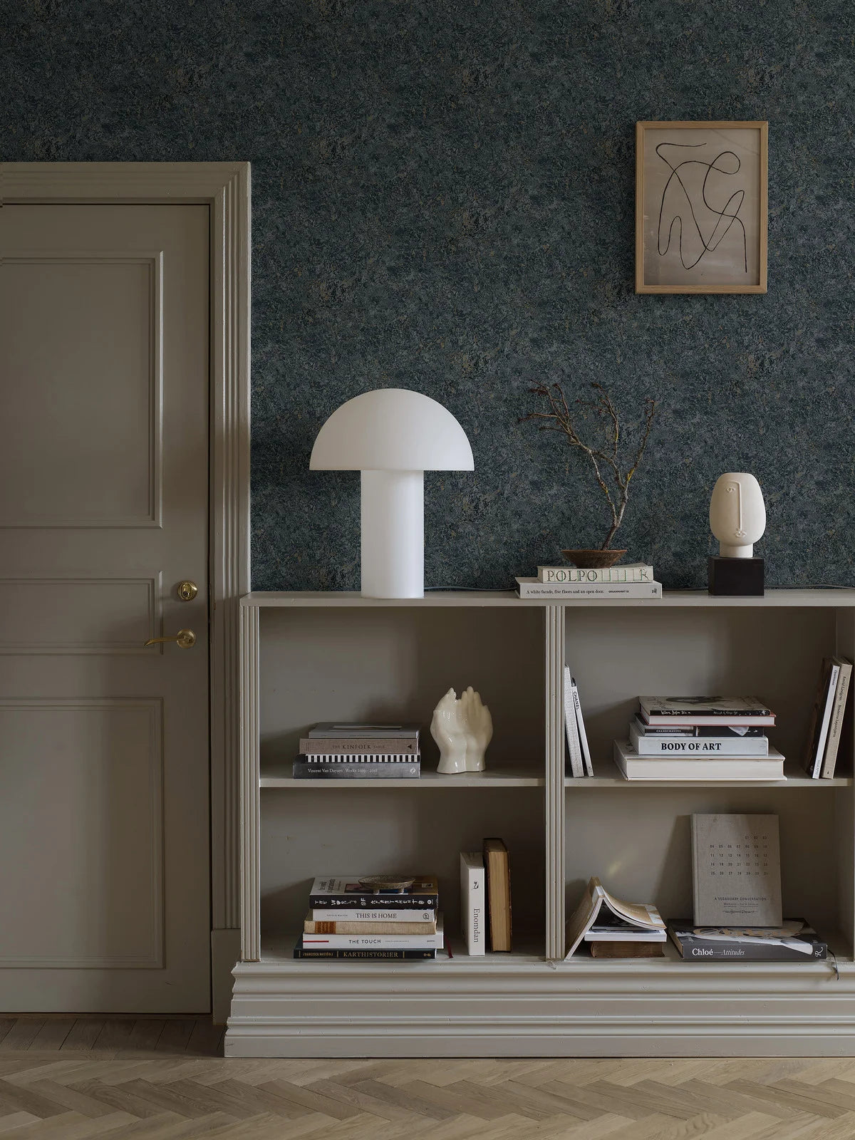 Marmerimitatiebehang TRAVERTINE blauw
