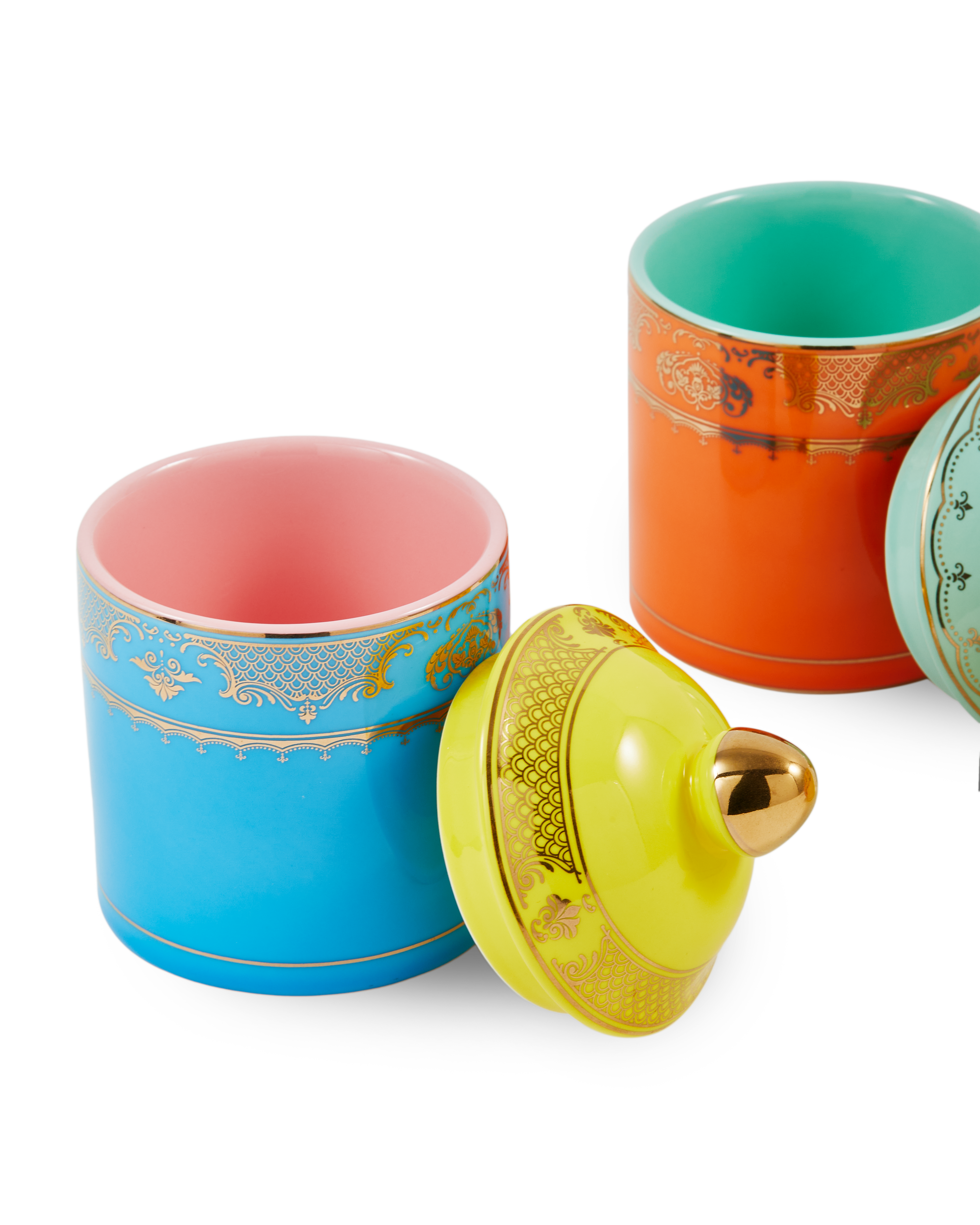 Porseleinen pot GRANDPA blauw met geel