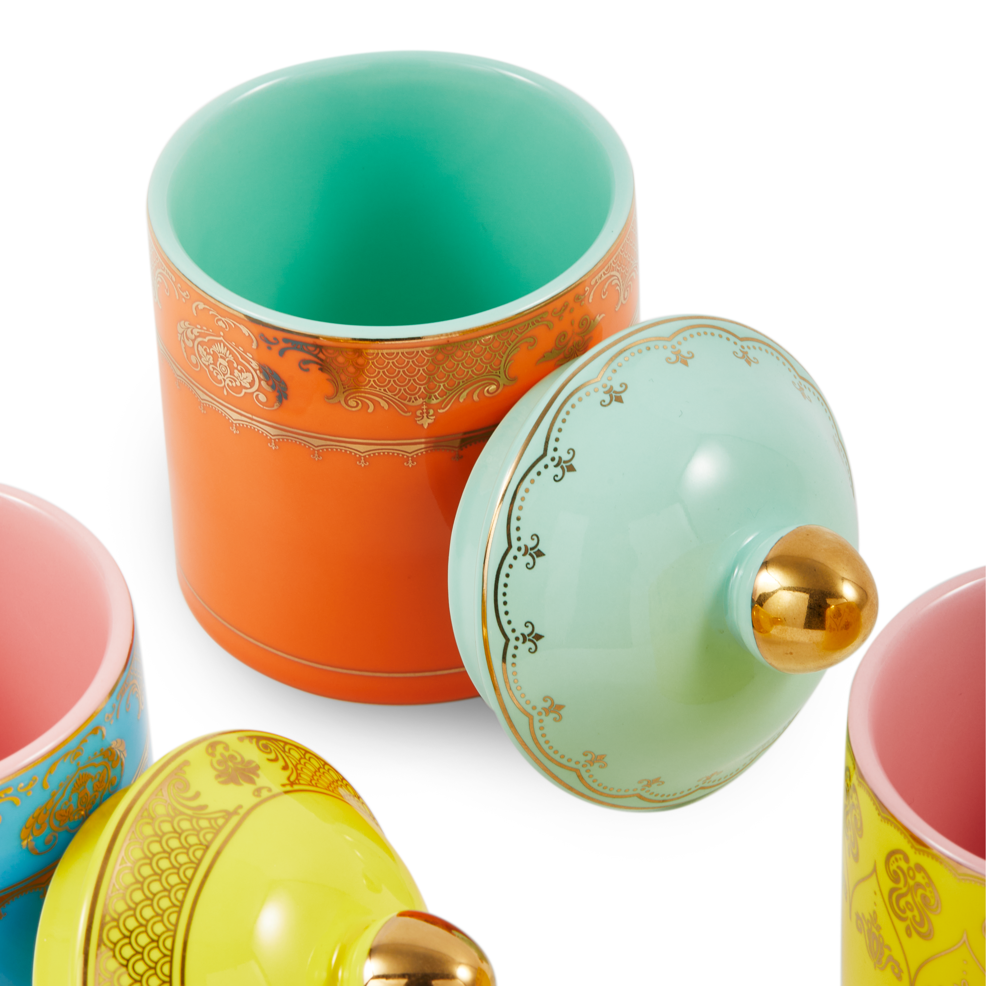 Porzellanbehälter GRANDPA orange mit mintgrün