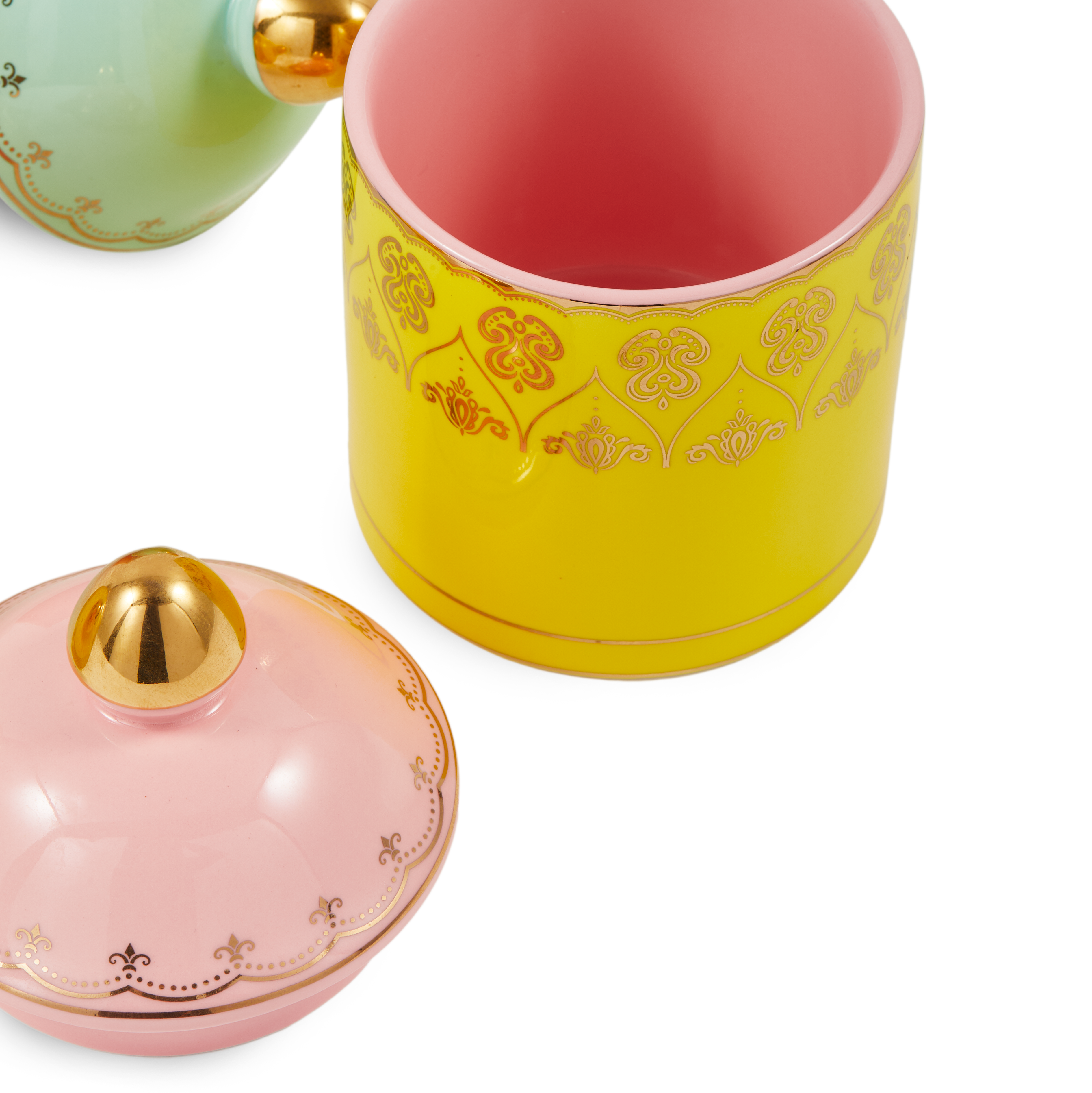 Grandpa Yellow Porcelain Jar with Pink
