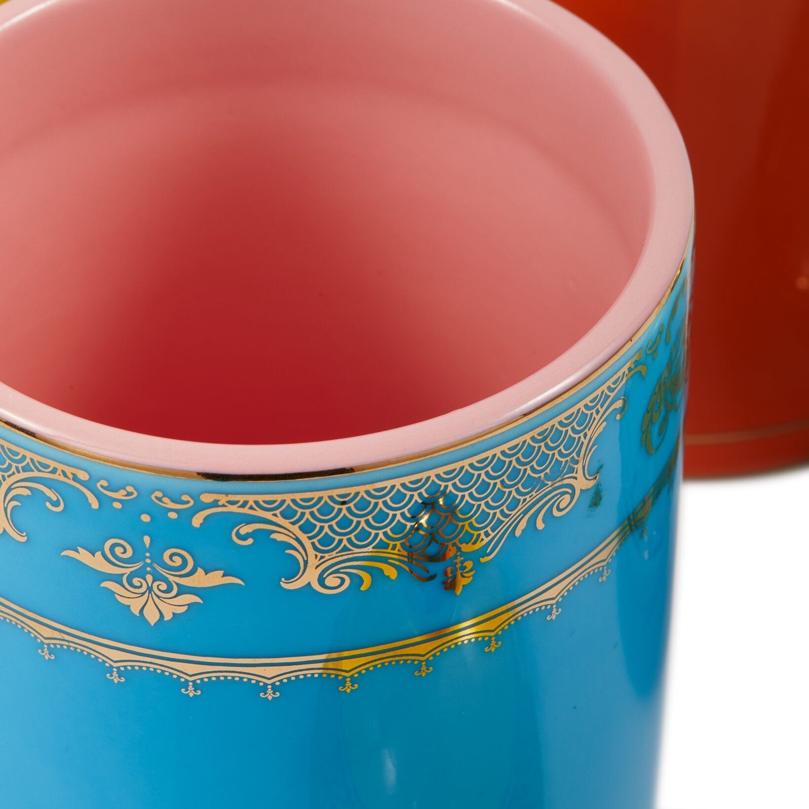 Porseleinen pot GRANDPA blauw met geel