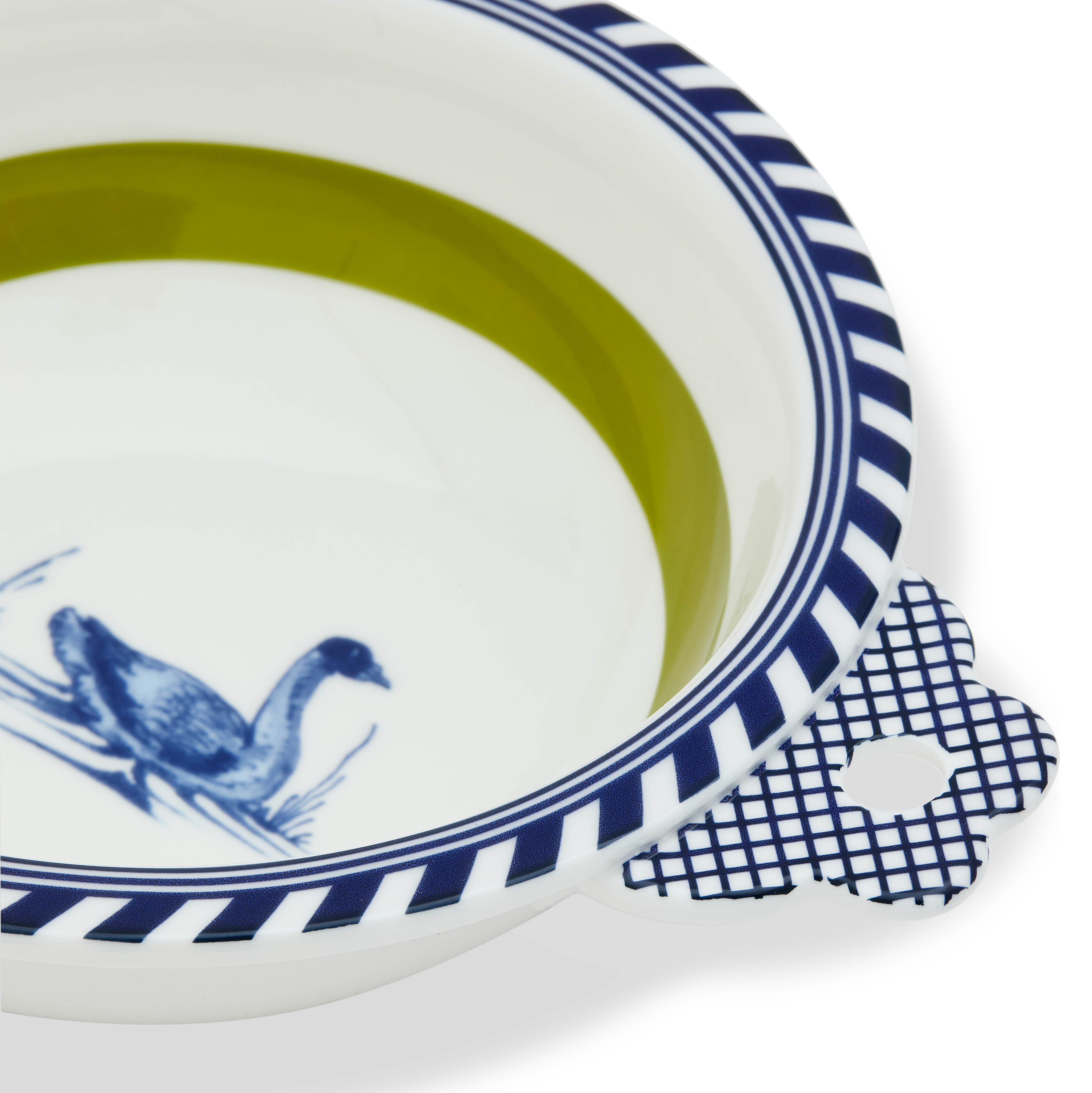 BIRD bowl white with olive and blue