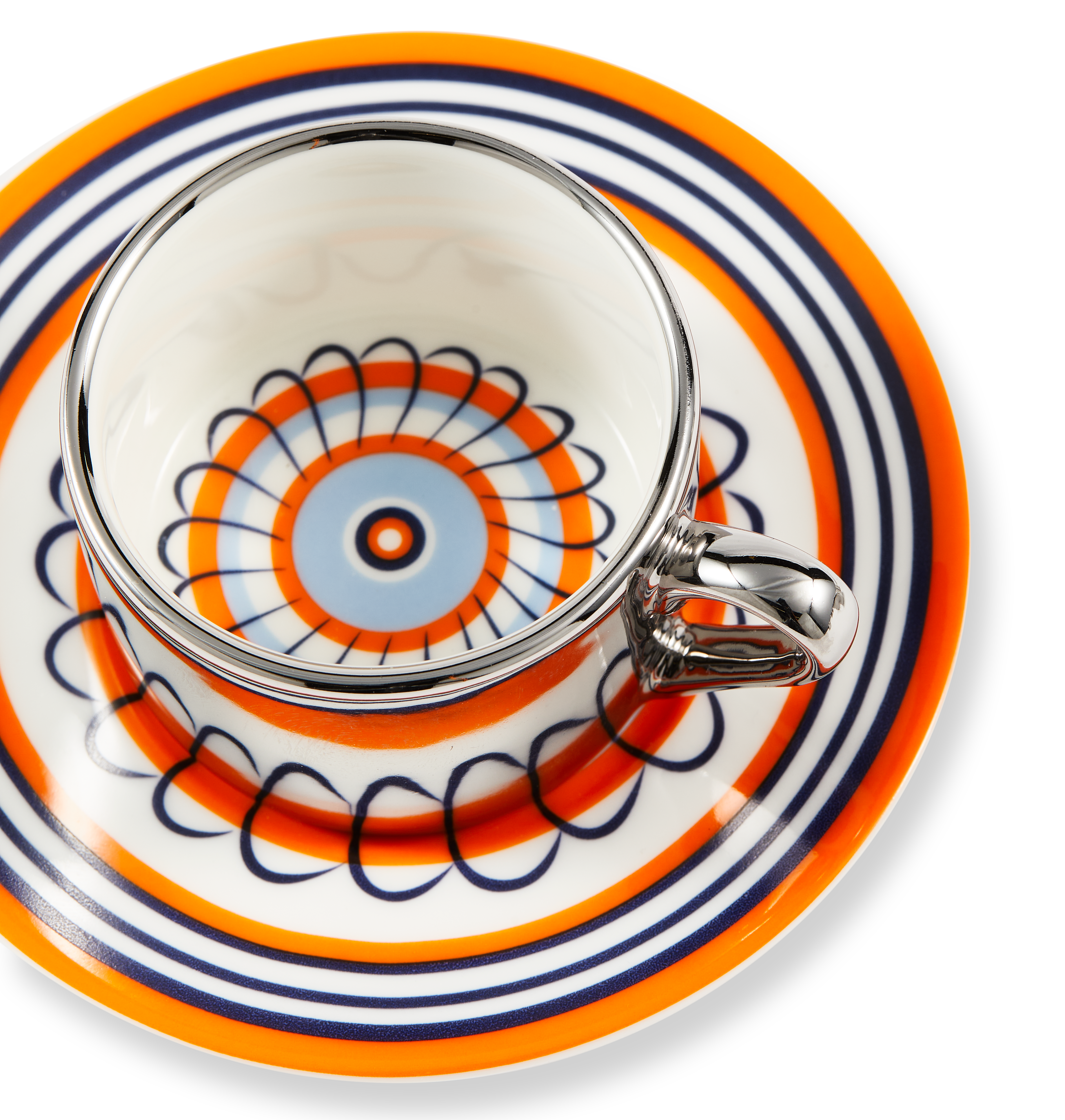 Espressotassen-Set FLORAL orange und blau