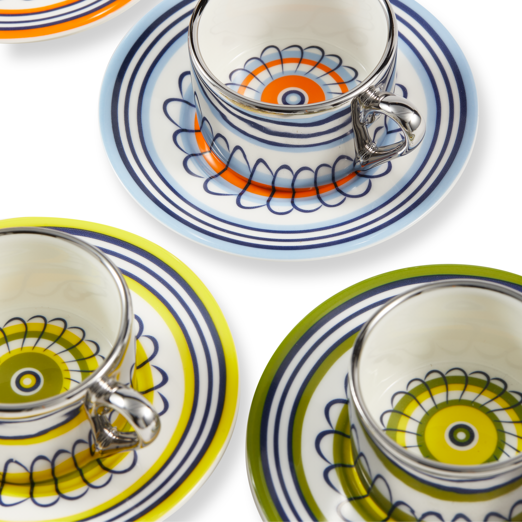 Espressotassen-Set FLORAL in Gelb und Olivgrün