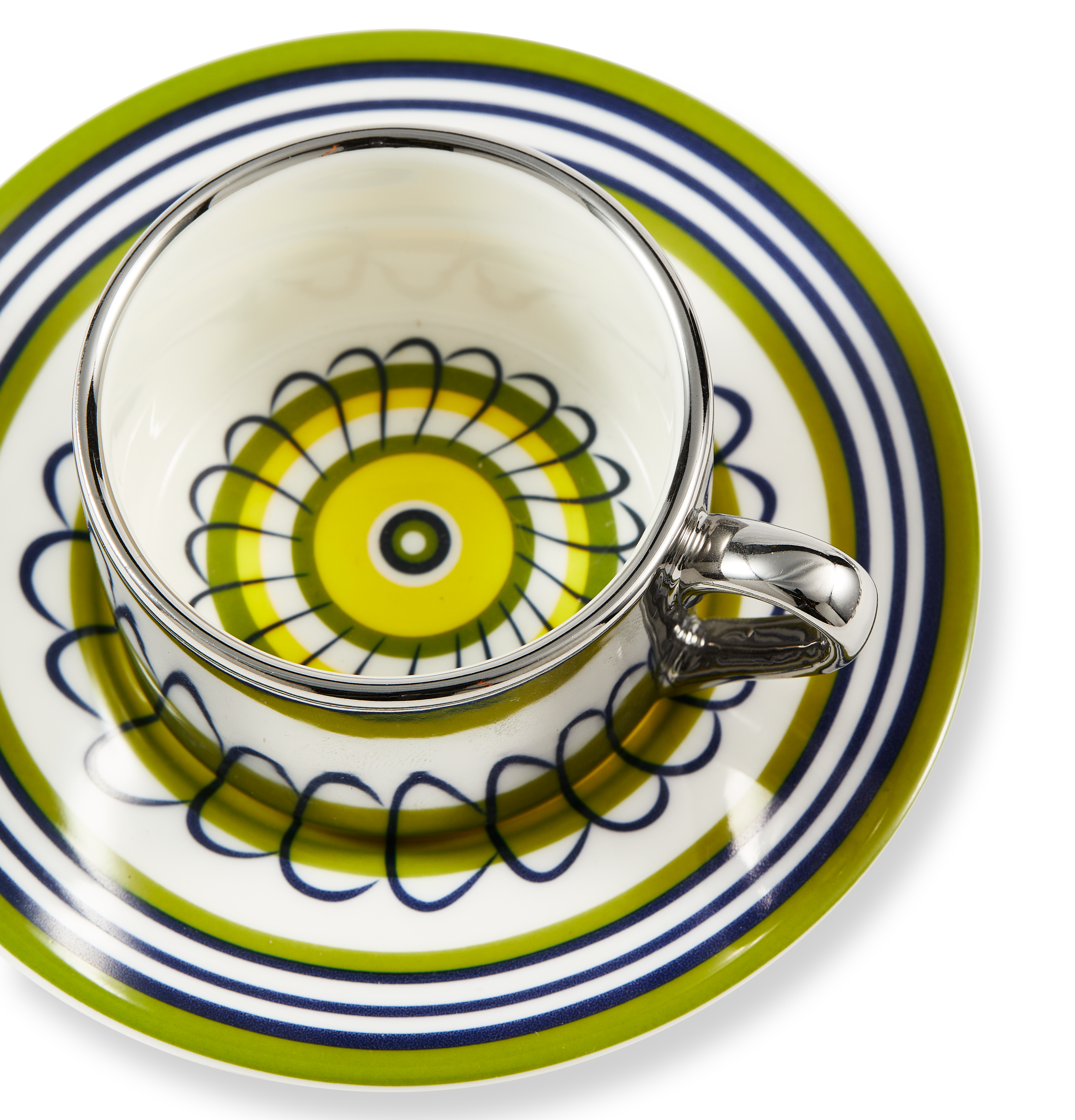 Espressotassen-Set FLORAL in Gelb und Olivgrün