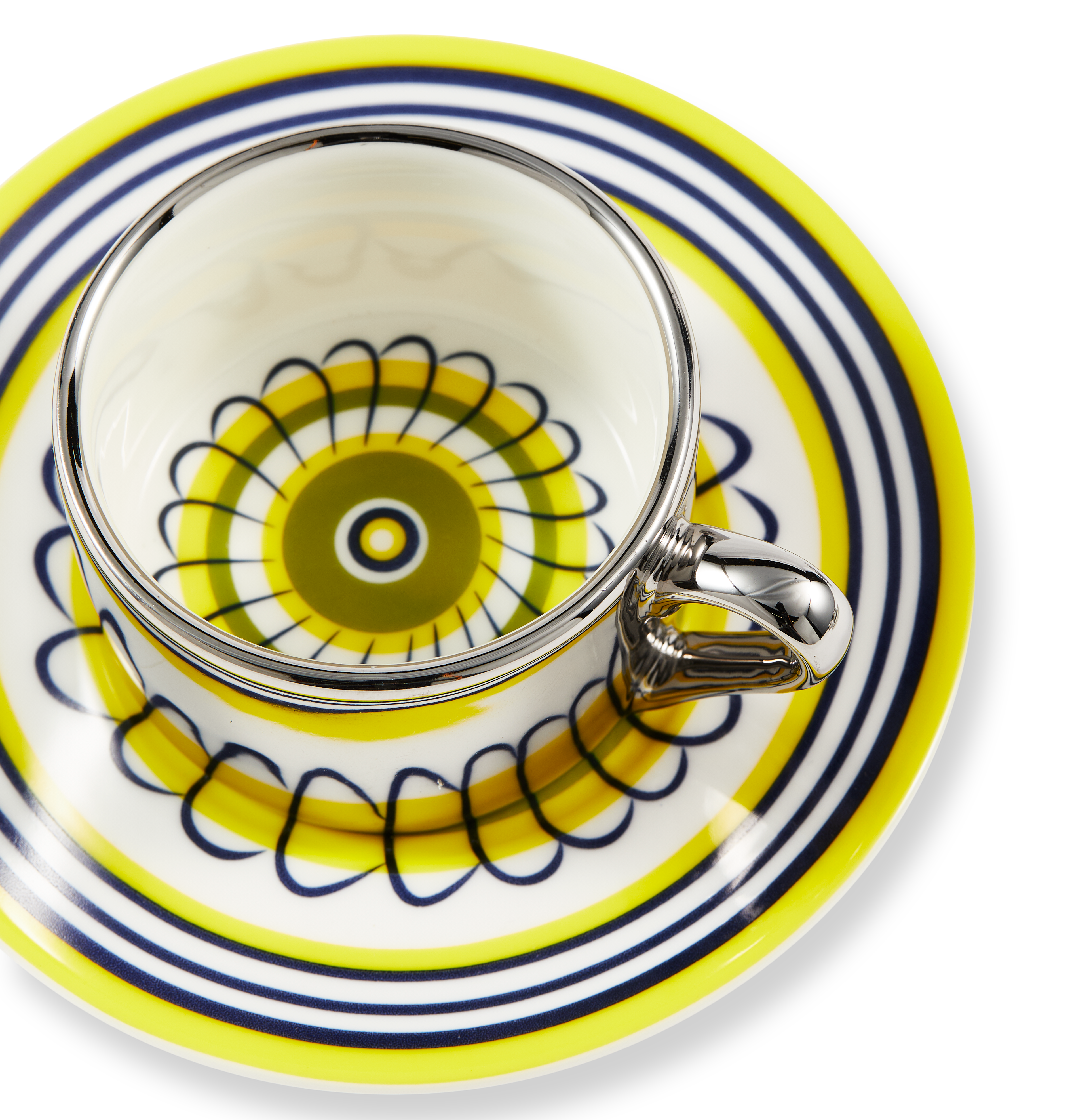 Espressotassen-Set FLORAL in Gelb und Olivgrün