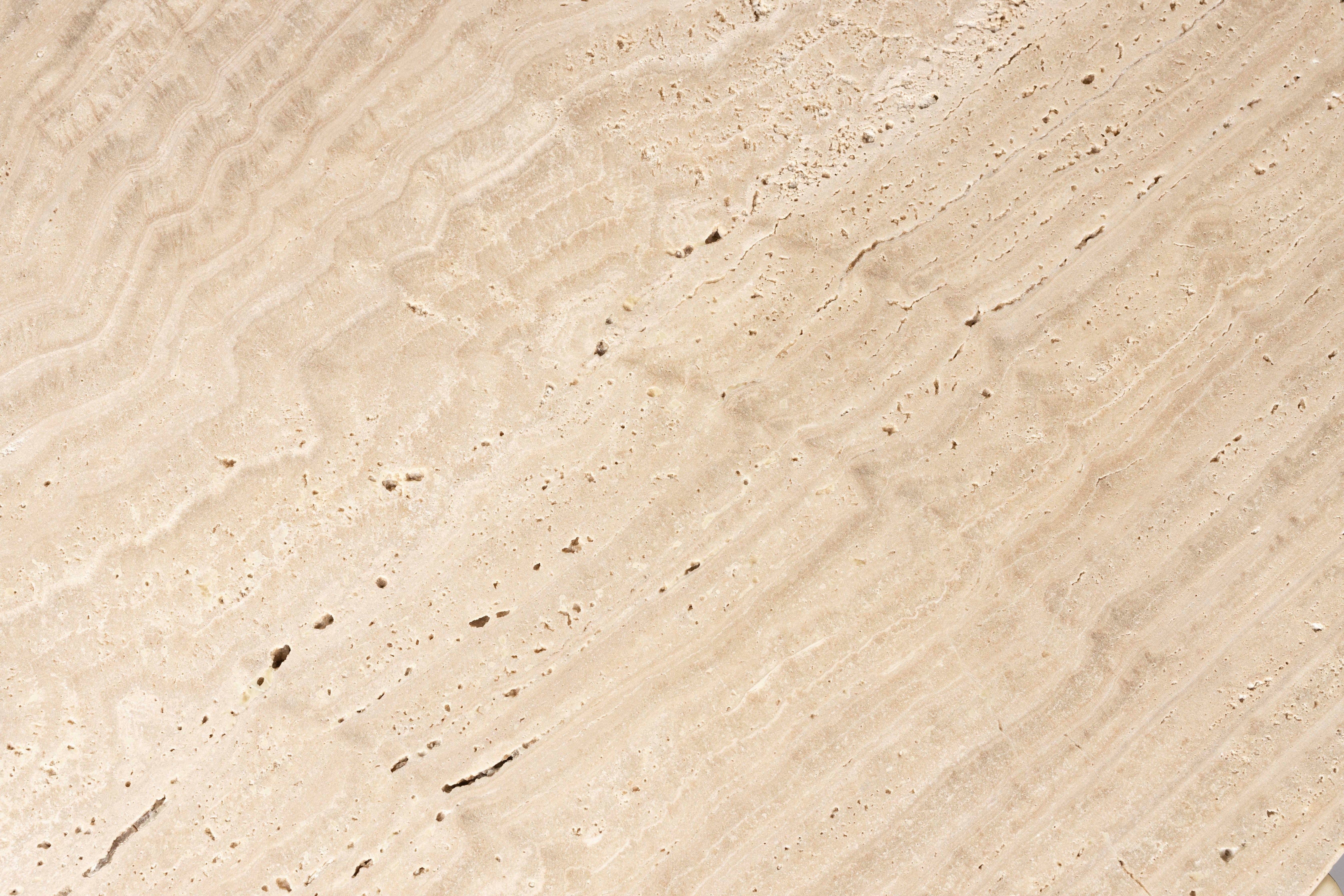 MARLOW side table travertine with wooden base