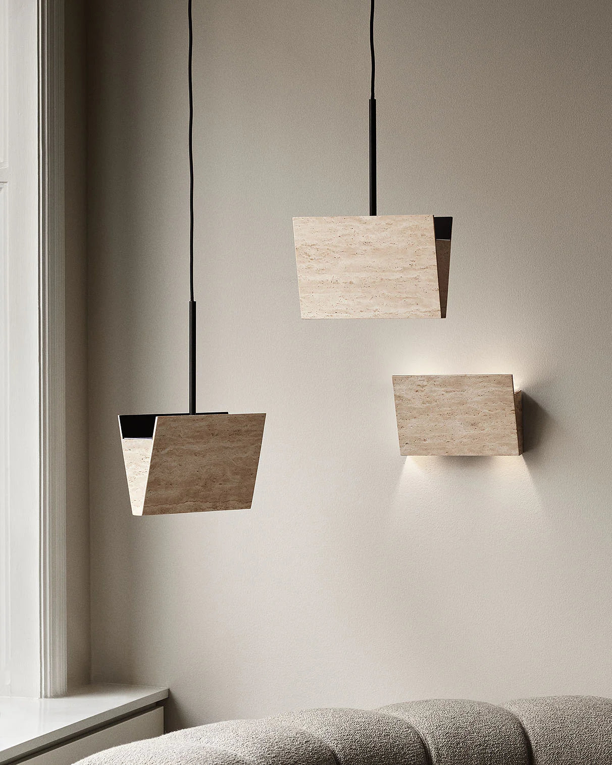 Travertine hanging lamp