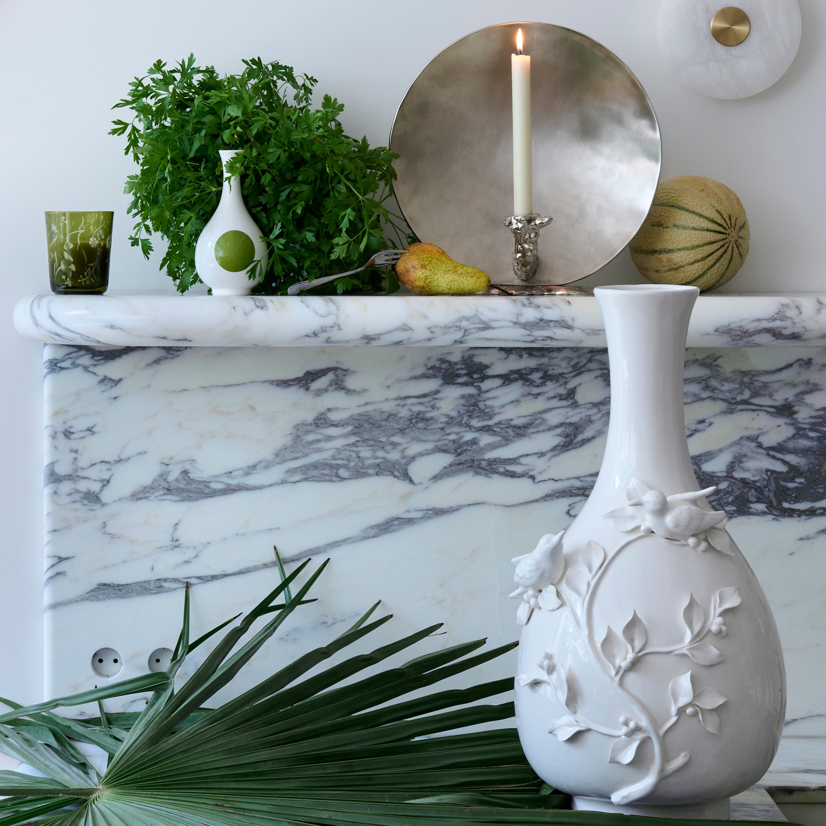 Wazon 3D VÖGEL weiß