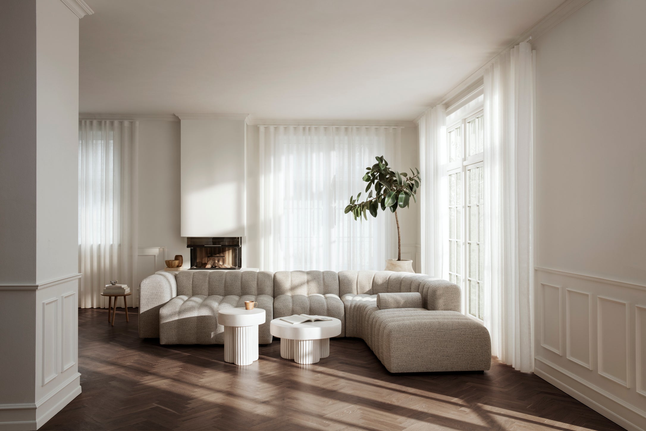 Beistelltisch rund GEAR beige Beton