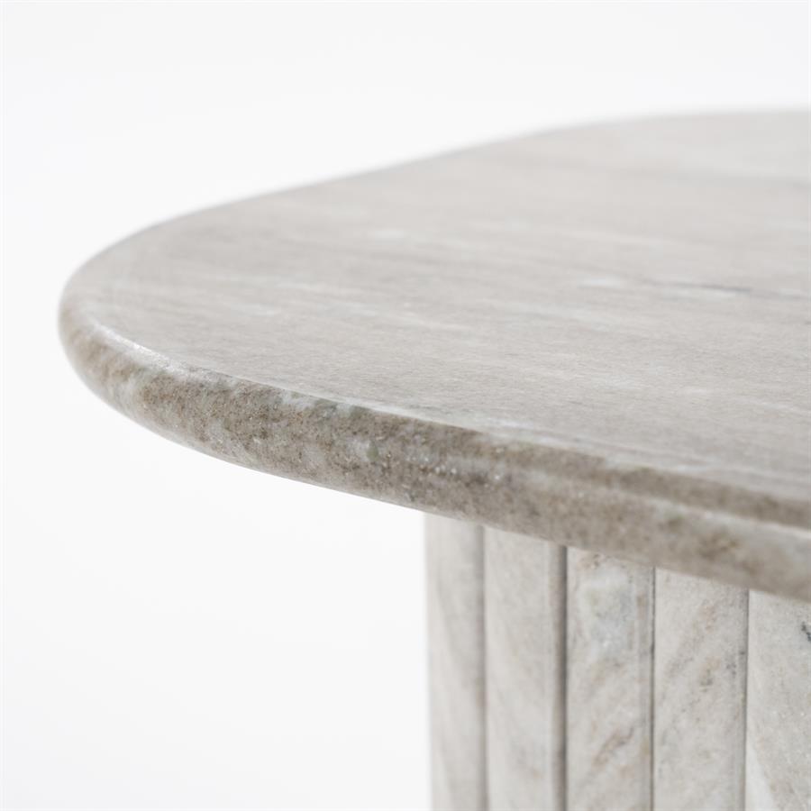 DORIQUE Side Table Mango Wood and Gray Marble