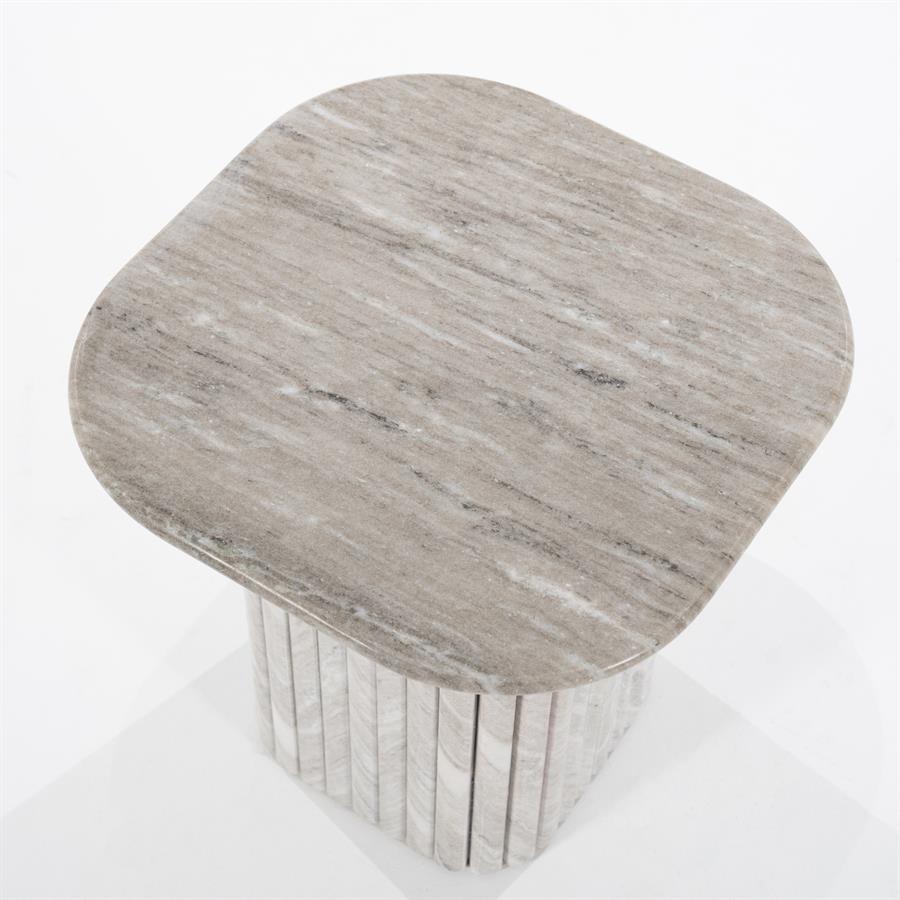 DORIQUE Side Table Mango Wood and Gray Marble