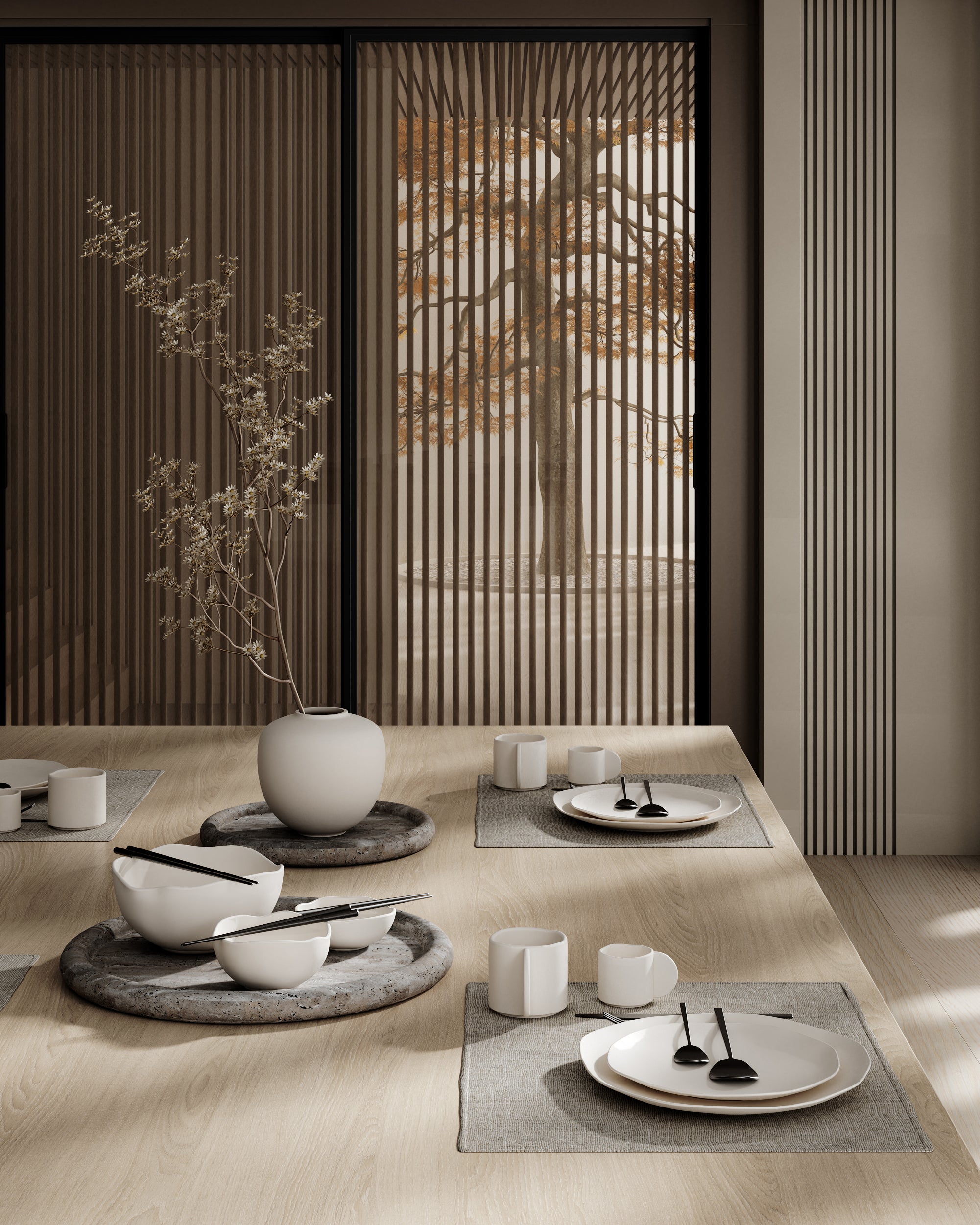 Set van espresso kopjes NATIVE witte steengoed