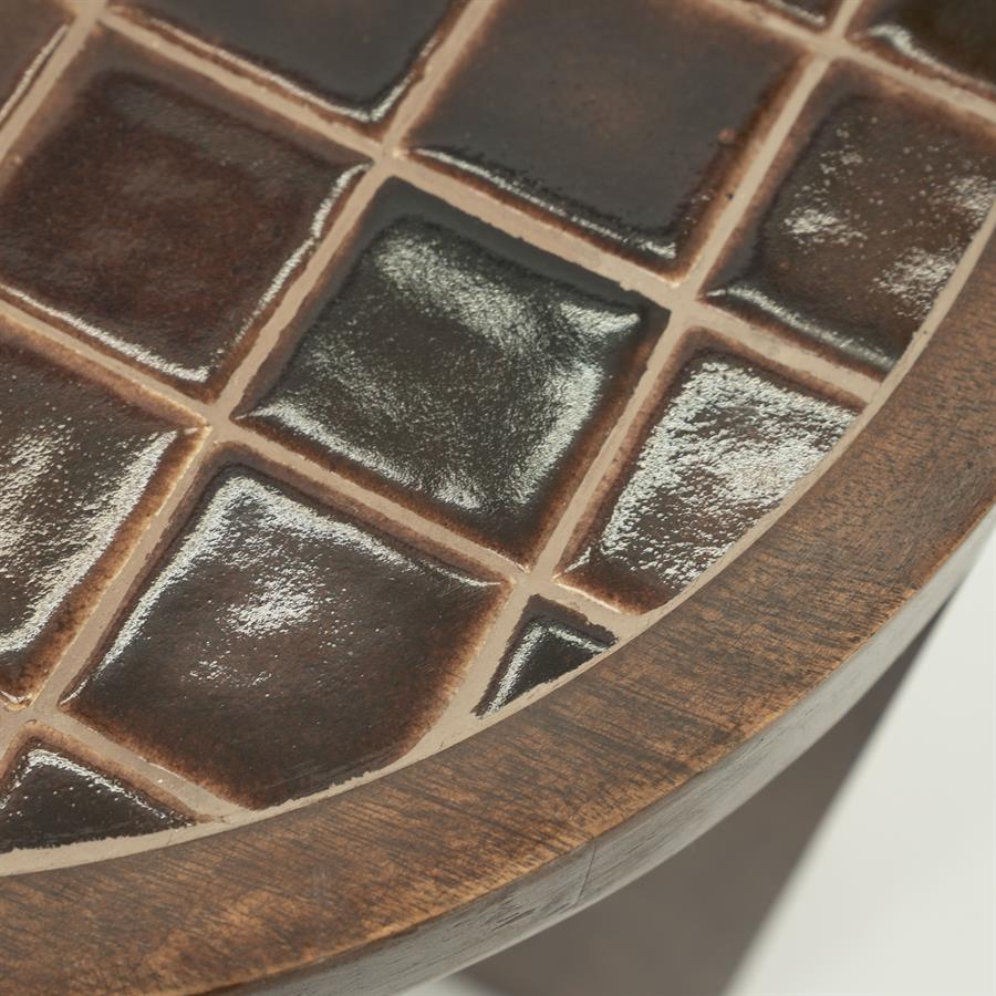 Beistelltisch TILED UP aus dunkelbraunem Mangoholz