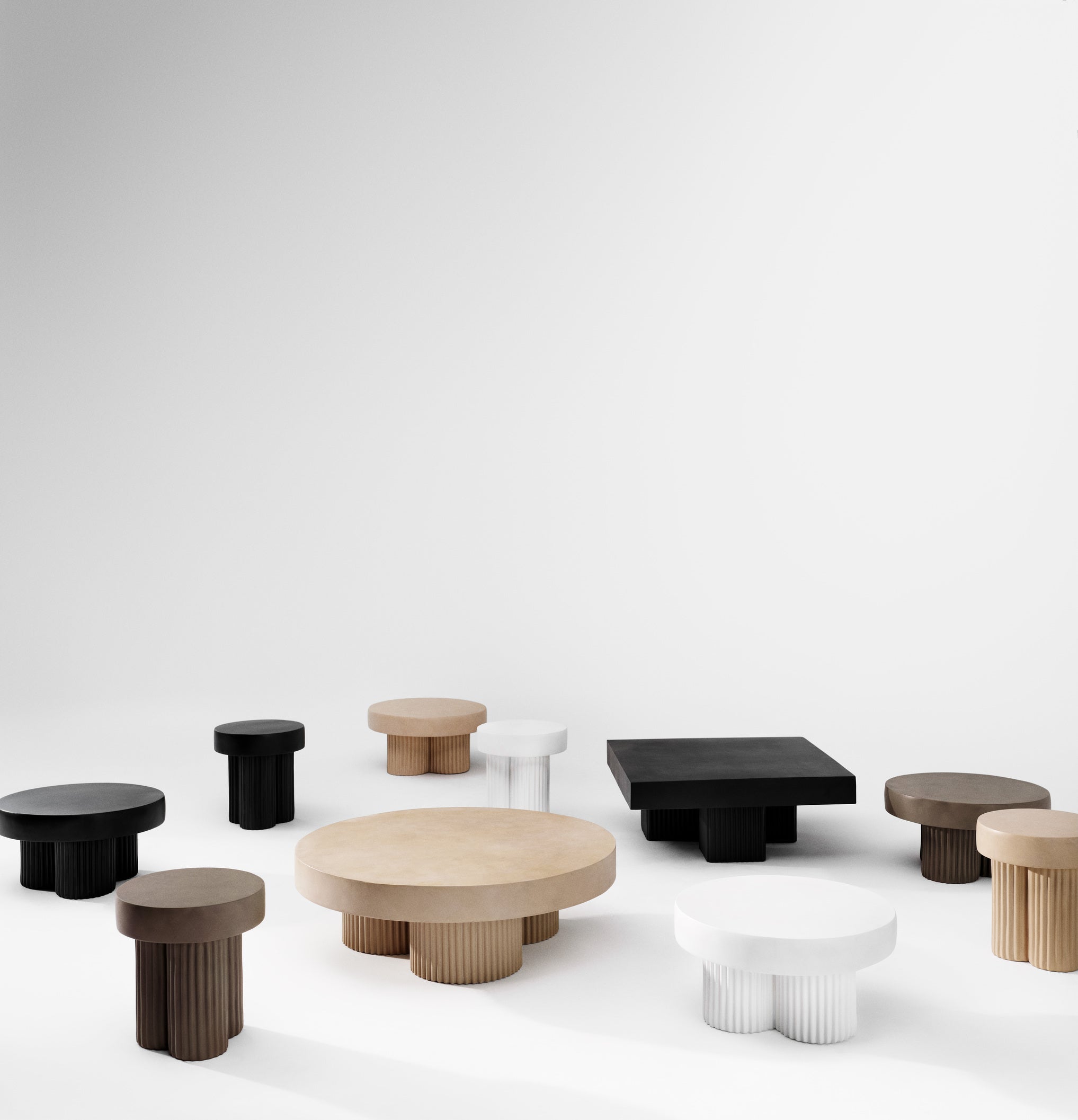 Beistelltisch rund GEAR beige Beton