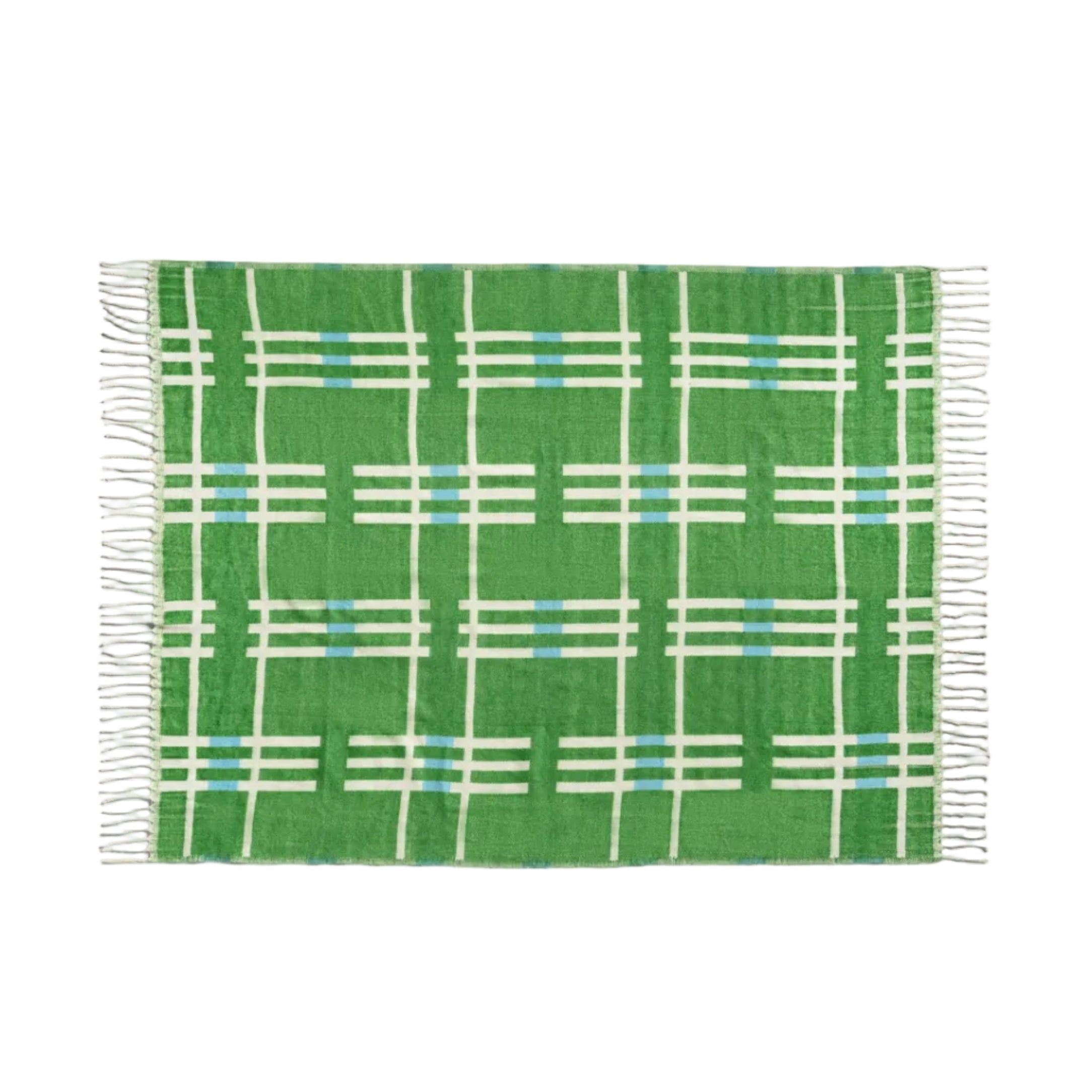 Pled PLANO beige met groen en blauw